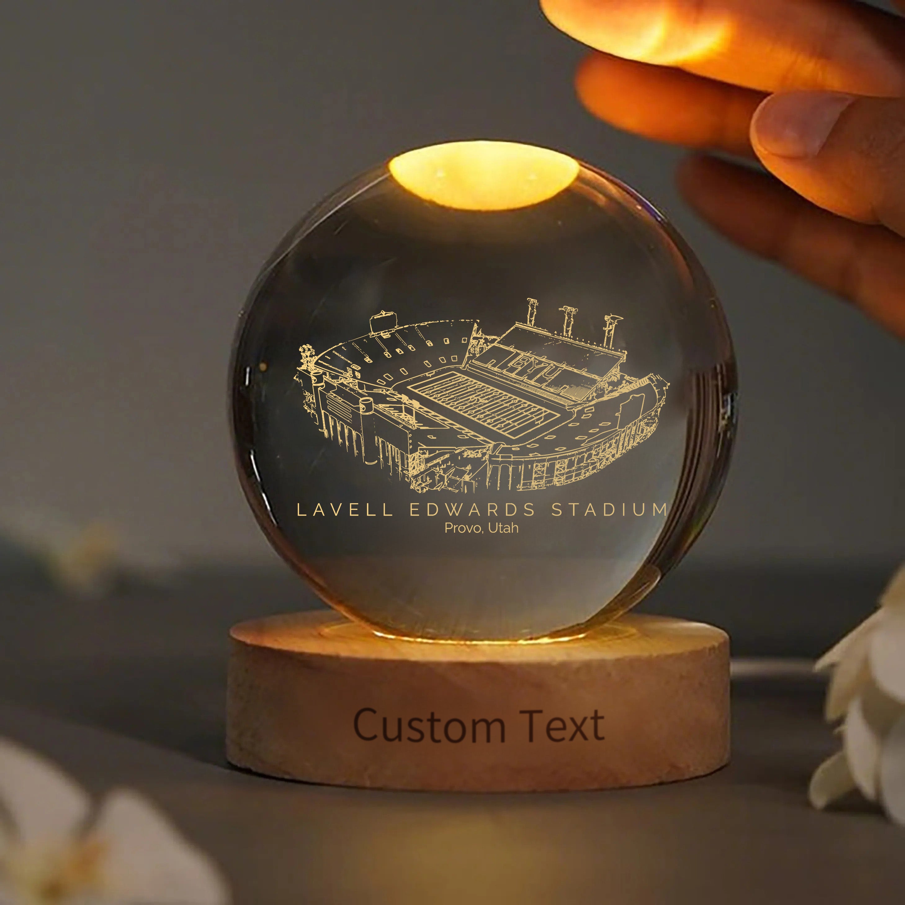 LaVell Edwards Stadium 3D Spherical Crystal Ball Lamp | Game Day, Christmas for Sports Fans