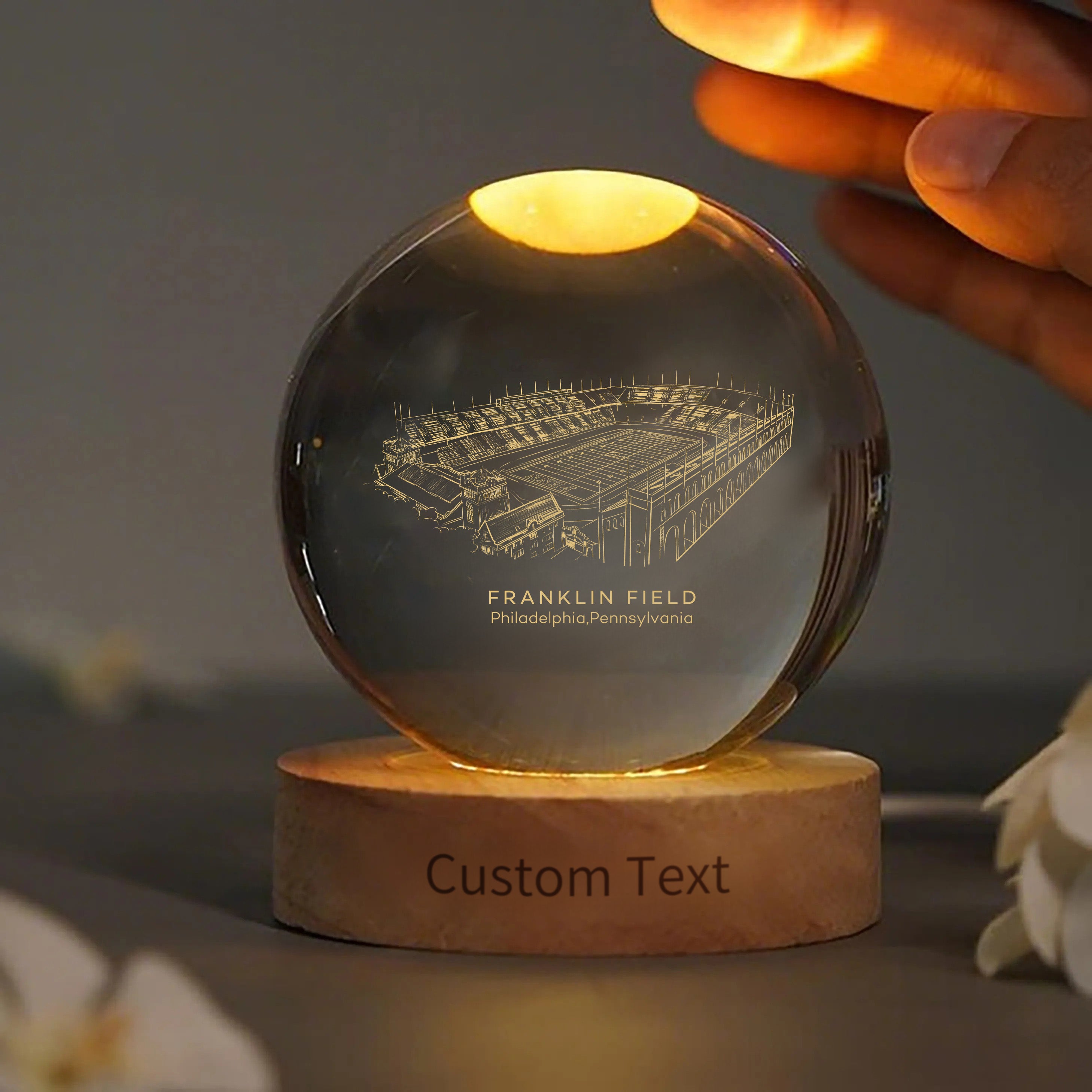 Franklin Field 3D Spherical Crystal Ball Lamp | Game Day, Christmas for Sports Fans