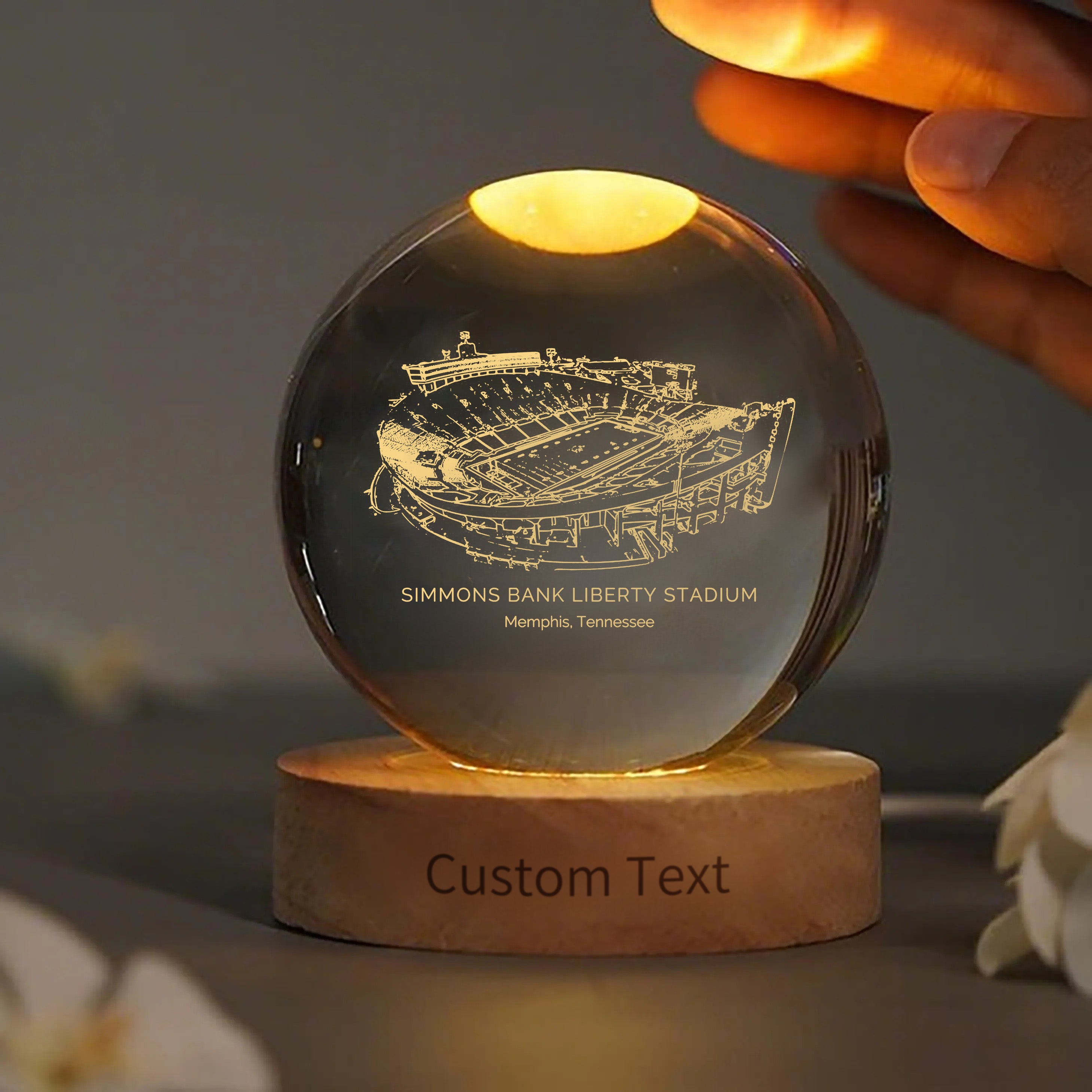 Simmons Bank Liberty Stadium 3D Spherical Crystal Ball Lamp | Game Day, Christmas for Sports Fans