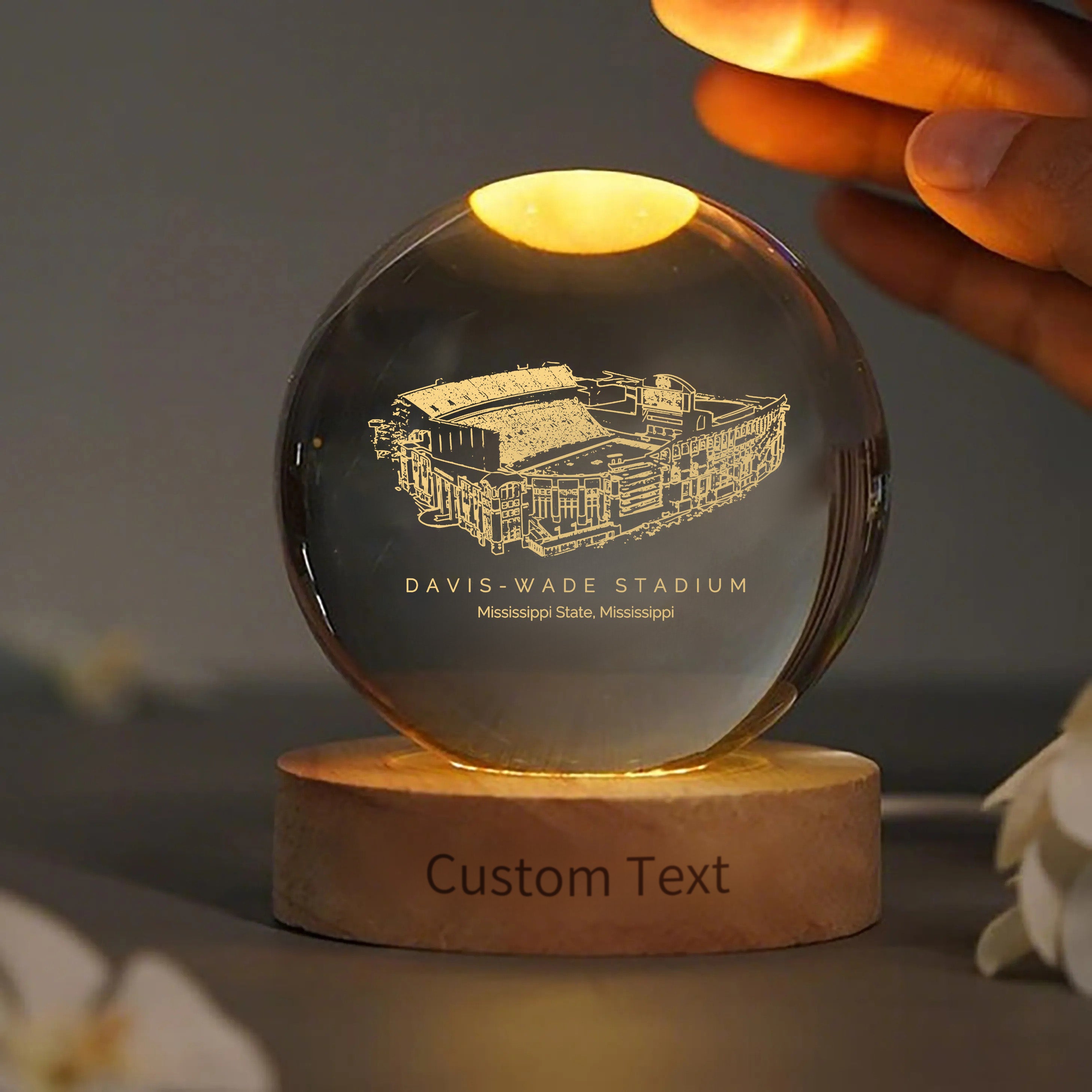 Davis Wade Stadium 3D Spherical Crystal Ball Lamp | Game Day, Christmas for Sports Fans