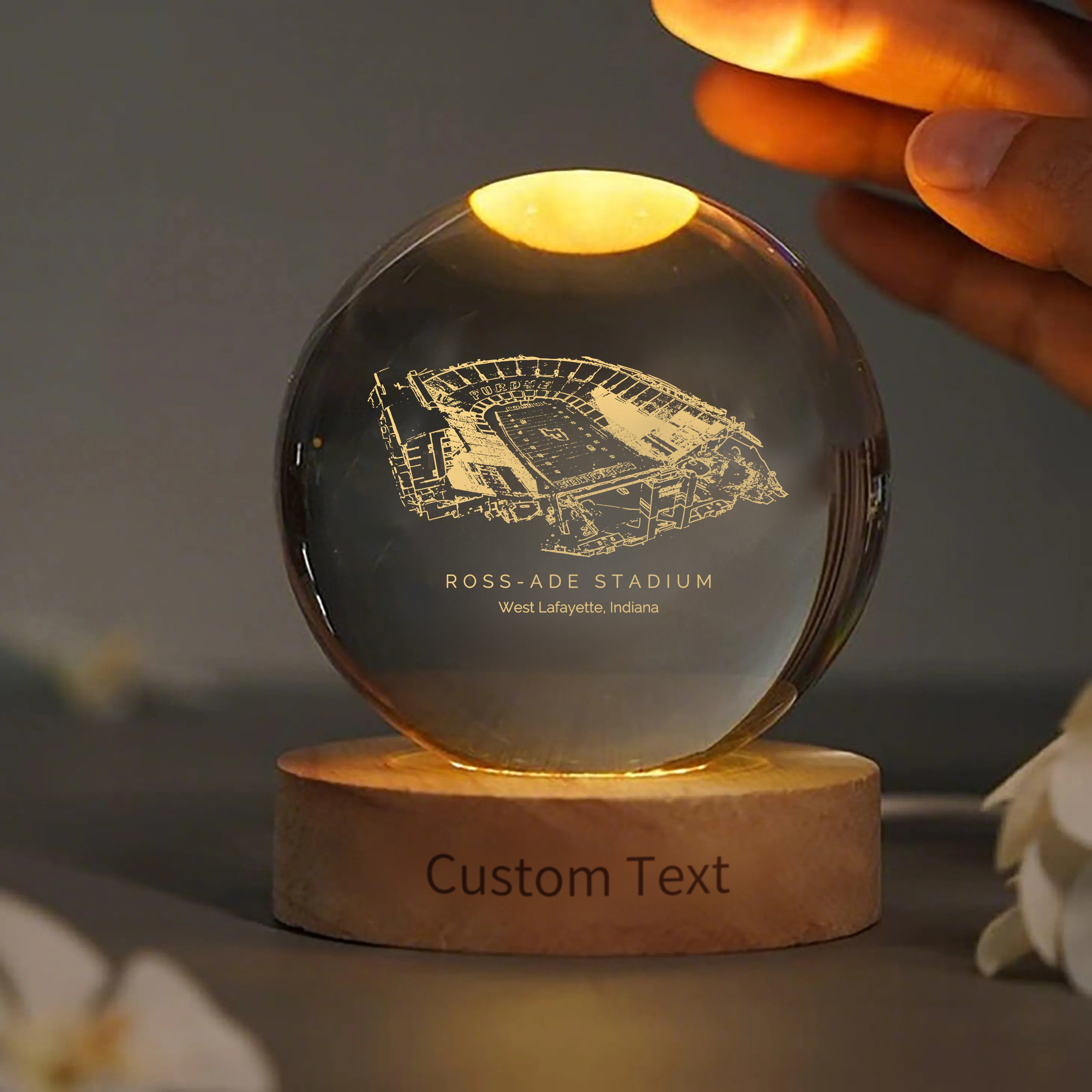 Ross-Ade Stadium 3D Spherical Crystal Ball Lamp | Game Day, Christmas for Sports Fans