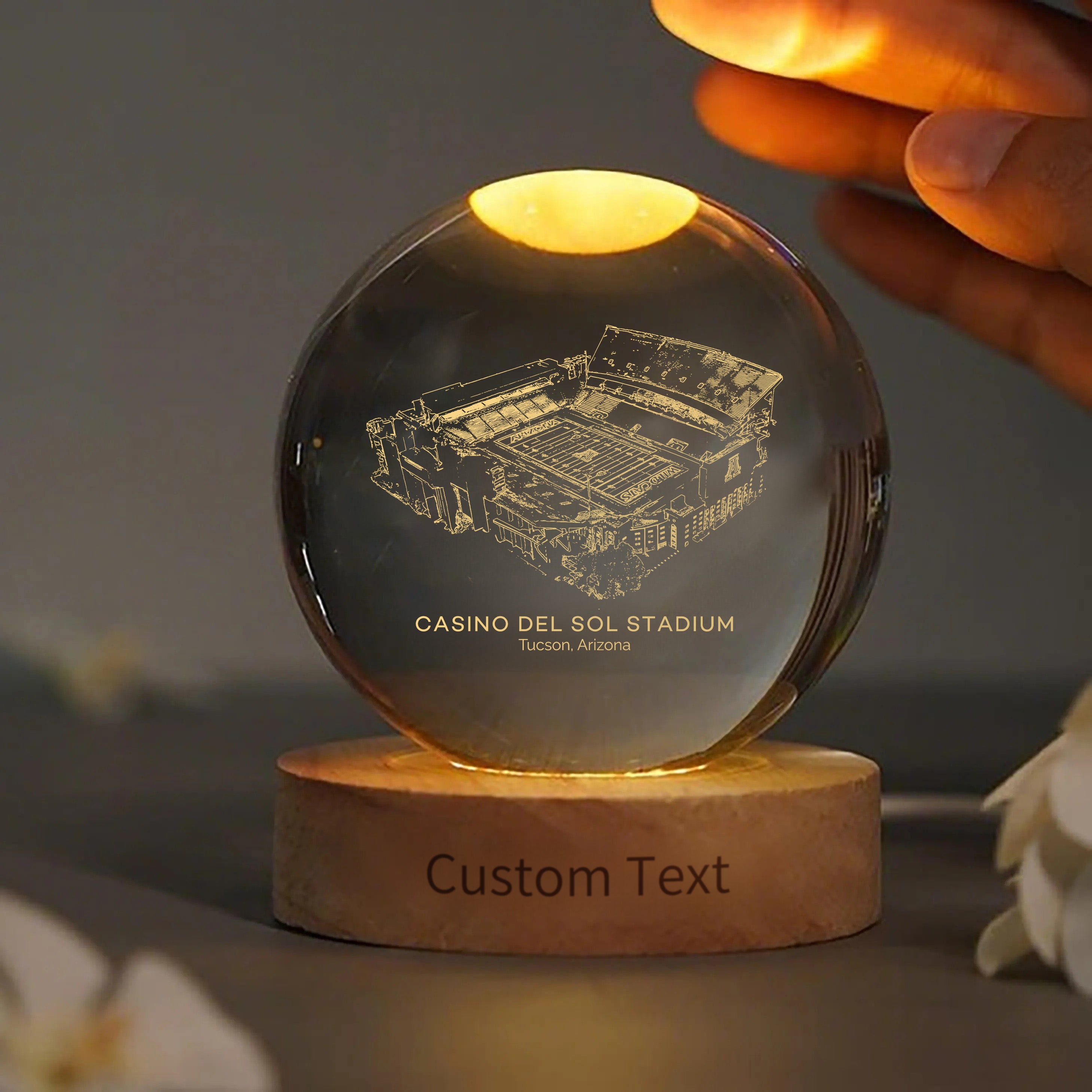 Casino Del Sol Stadium 3D Spherical Crystal Ball Lamp | Game Day, Christmas for Sports Fans