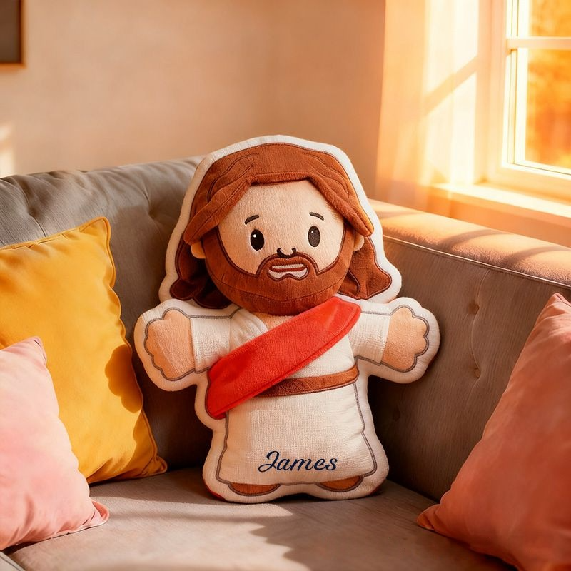 Personalized Jesus Pillow with Custom Name Home Decor Religious Gift Faith Gift for Christians