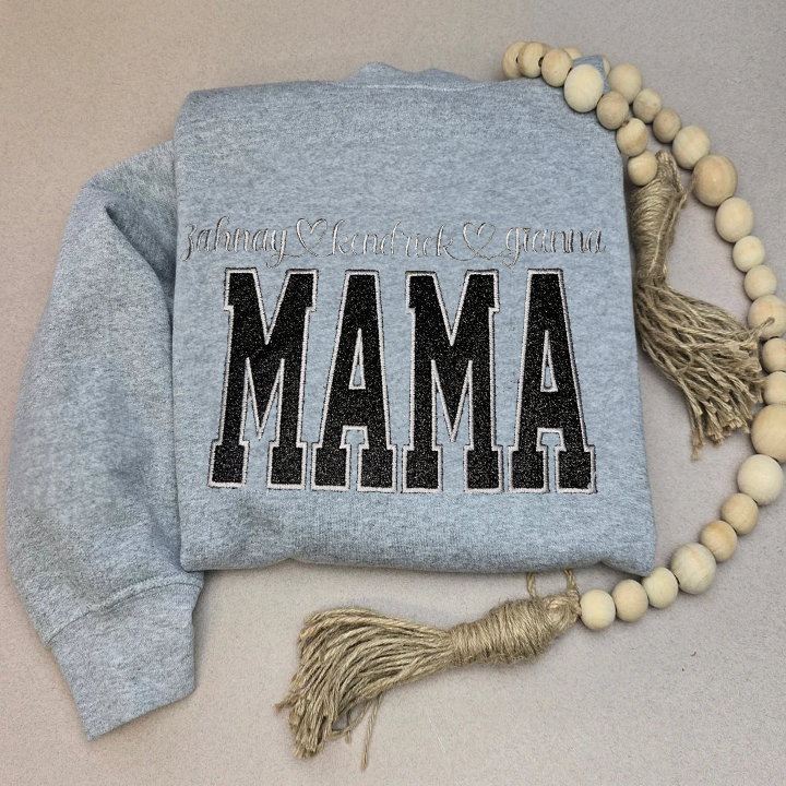 Custom Personalized Glitter Embroidered MAMA Sweatshirt | Gifts for Christmas