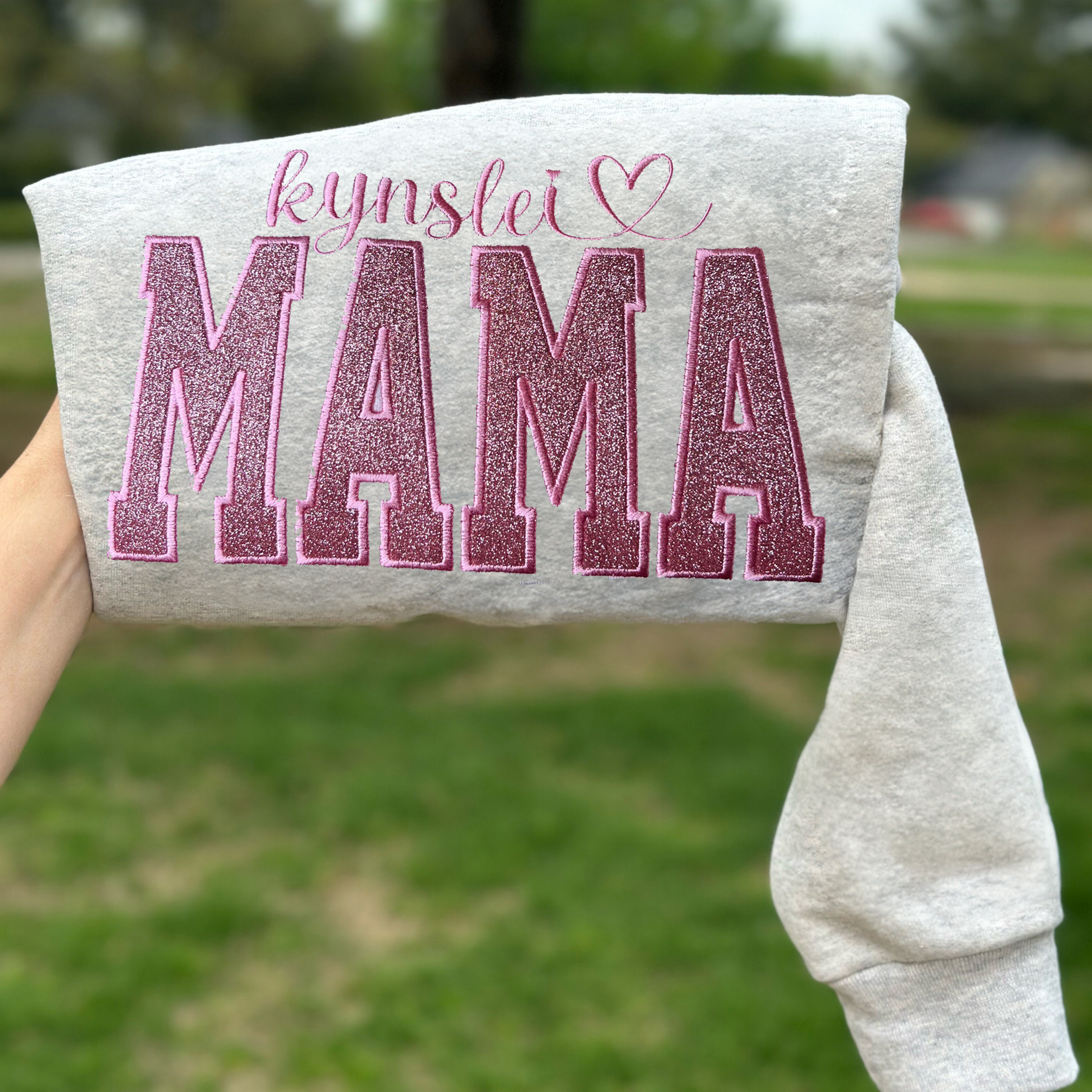 Custom Personalized Glitter Embroidered MAMA Sweatshirt | Gifts for Christmas