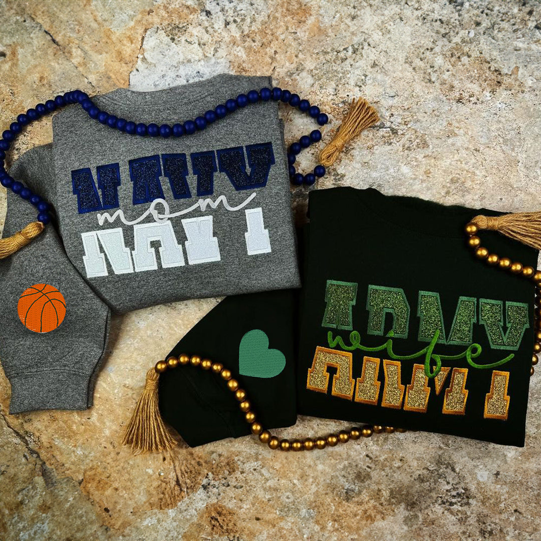 Custom Half + Half Glitter Embroidered Sweatshirt