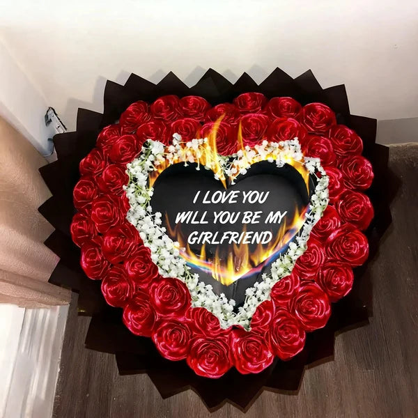 Everlasting Satin Ribbon Roses Custom Your Text On Burnaway Heart - Burnaway Edition