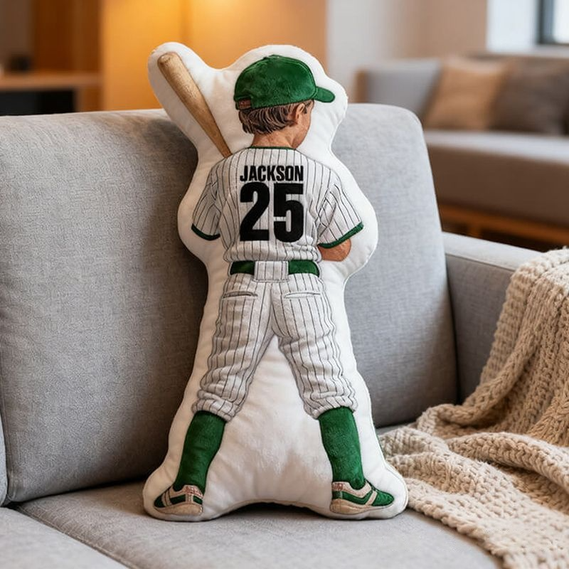 Personalized Baseball Lover's Pillow with Custom Jersey Details Name and Number