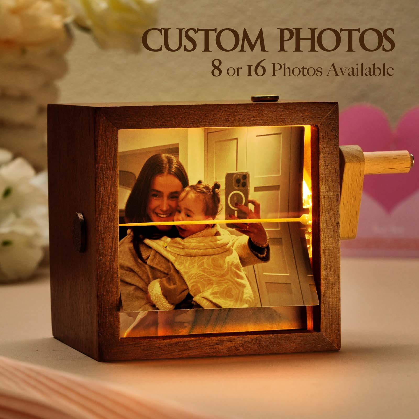Custom Family Photo Hand-Crank Flipbook Box, Gift for Dad for Couples For Mom