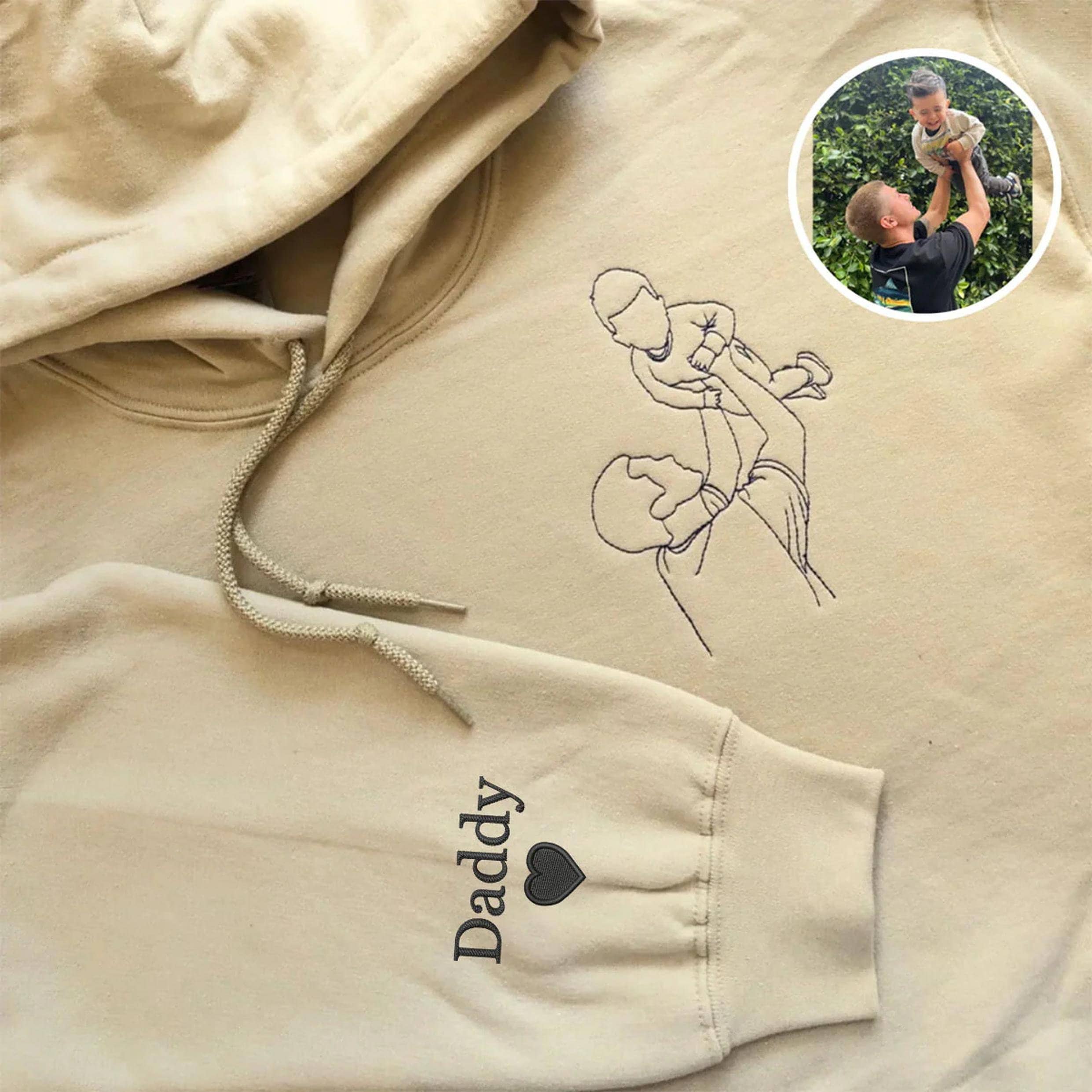 Custom Dad Photo Outline Embroidered Side of Chest Sweatshirt | Father's Day Gift