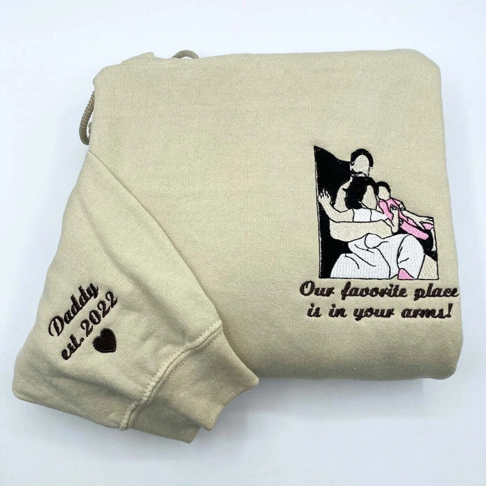 Custom Embroidered Portrait Photo with Father and Son For Father's Day Gift