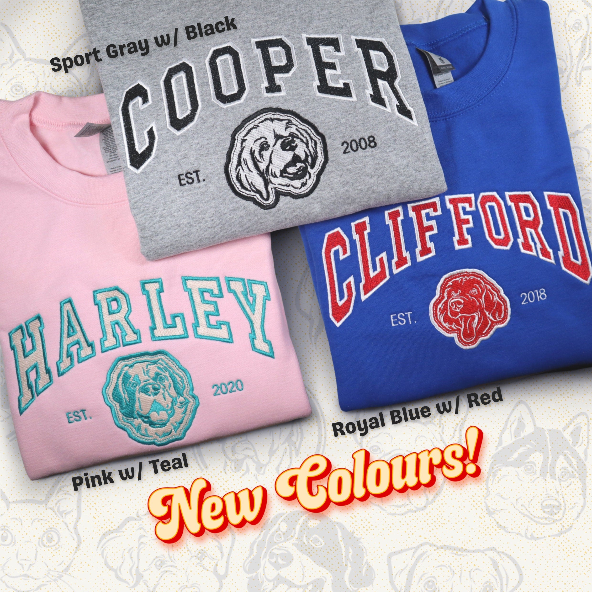 Custom Embroidered Dog Sweatshirt | Varsity Style Embroidered Sweatshirt