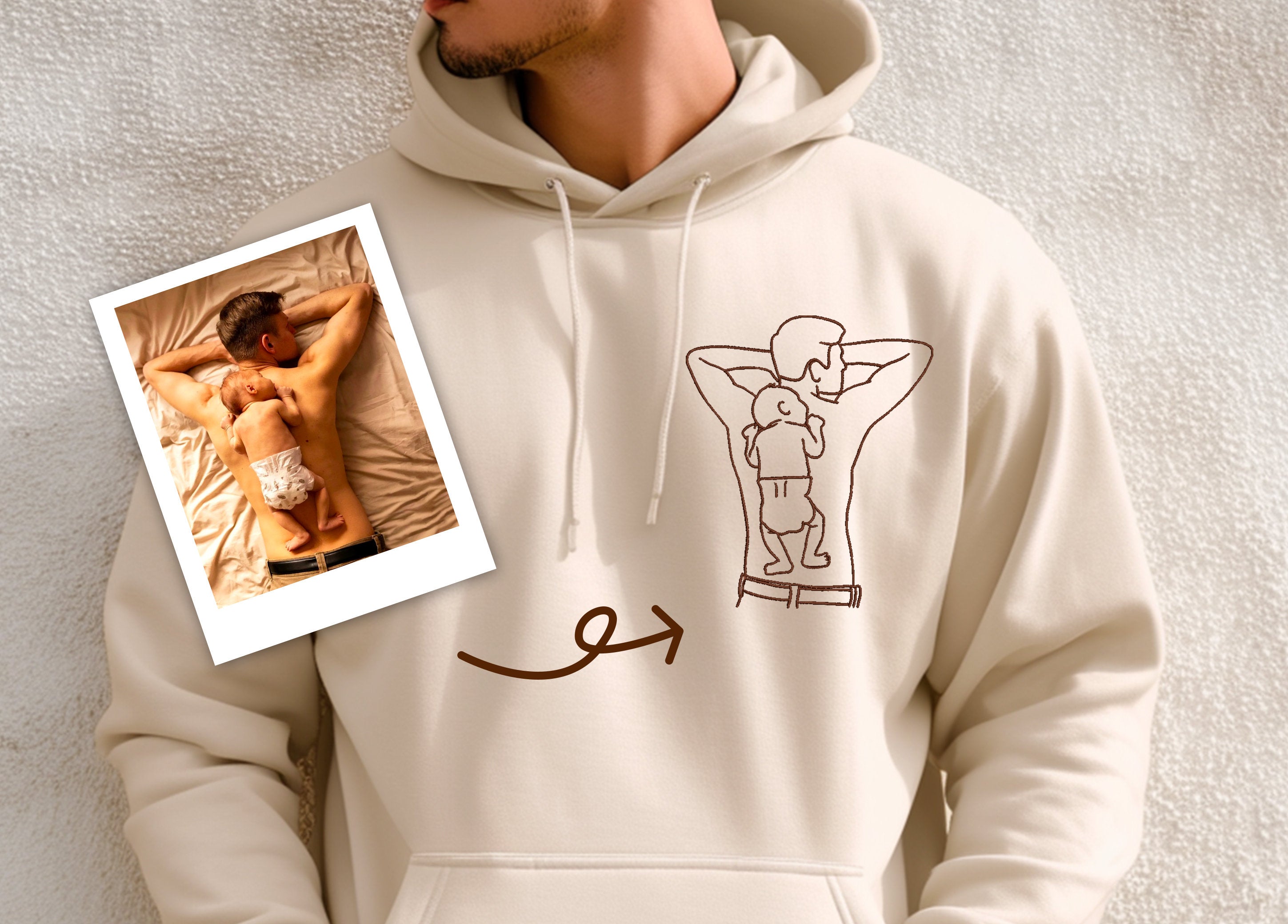 Custom Family Photo Embroidered Hoodie For Father's Day