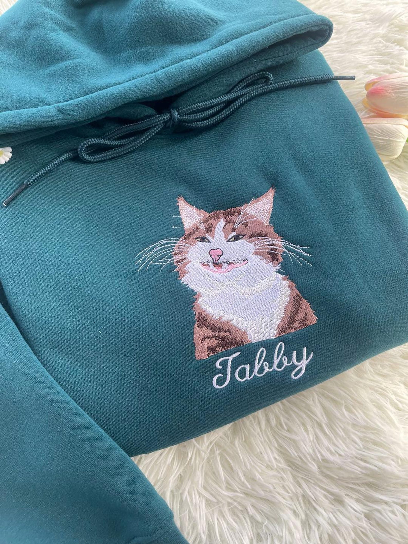 Custom Cat Embroidered Sweatshirt from Your Photo | Pet Name Sweatshirt