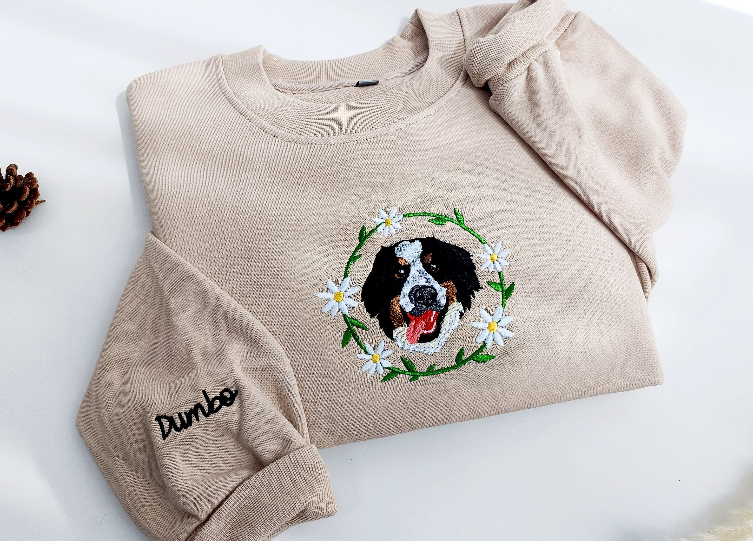 Custom Dog Face Embroidered Sweatshirt | Personalized Gift For Mom