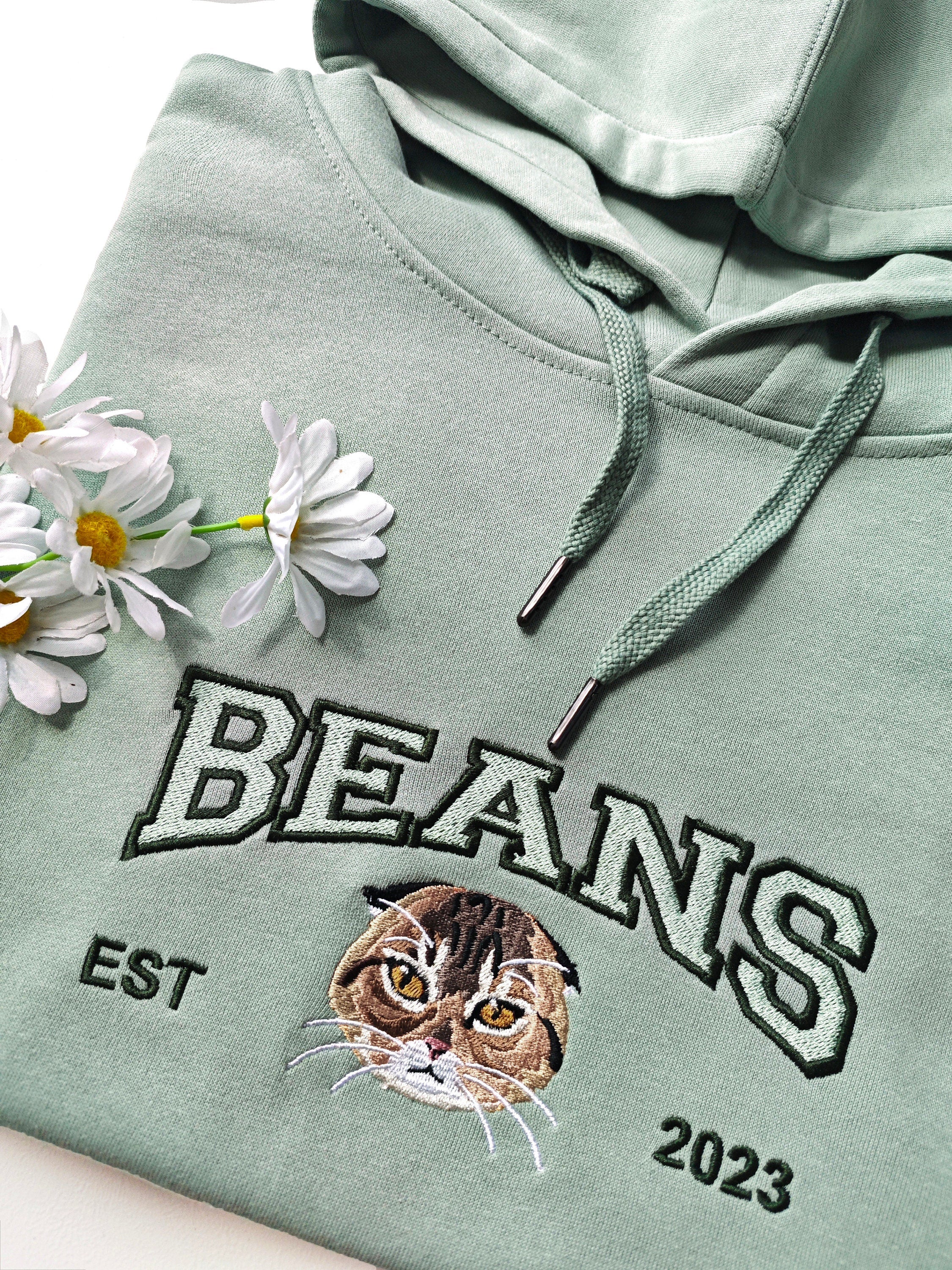 Custom Cat Hoodie Embroidered Cat Name | Personalized Pet Face Sweatshirt from Your Photo | Varsity Sweatshirt | Gifts for Cat Lovers