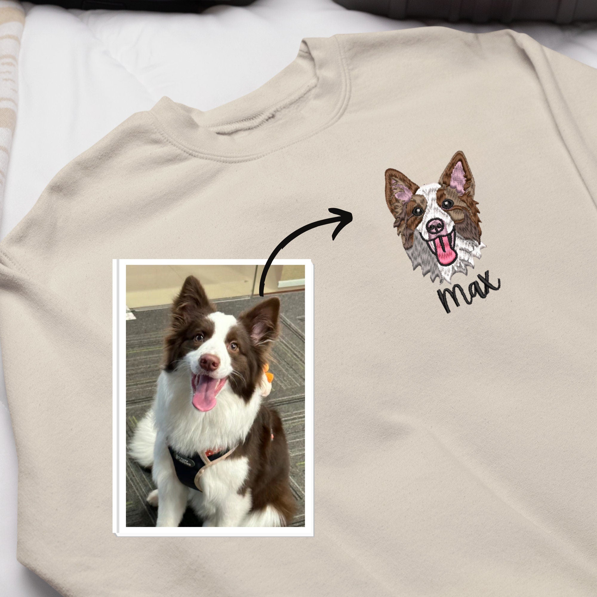 Custom Dog Embroidered Sweatshirt | Dog Lovers Sweatshirt | Custom Gift for Pet Lovers