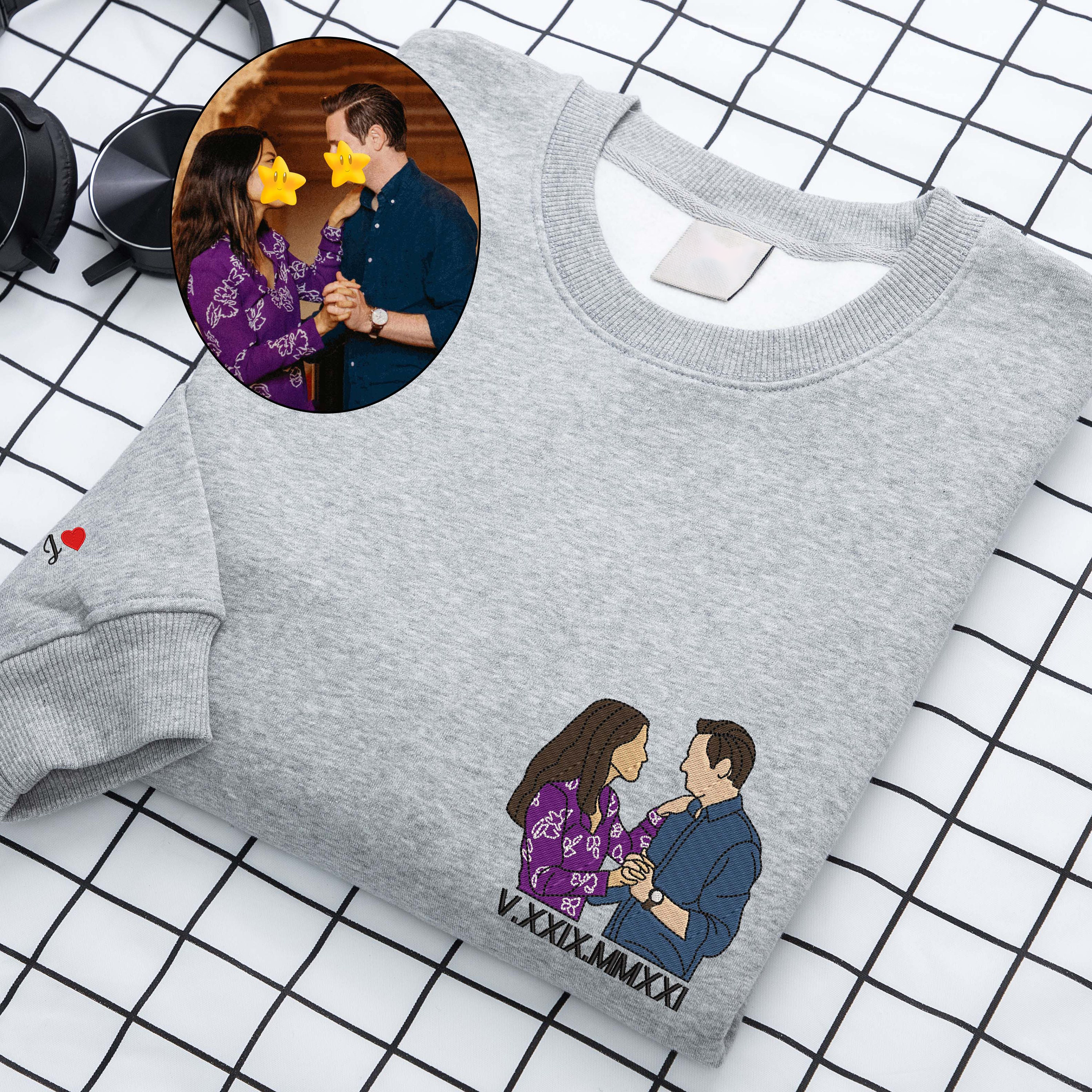 Custom Embroidered Hoodie | Custom Embroidered Photo Portrait Sweatshirt