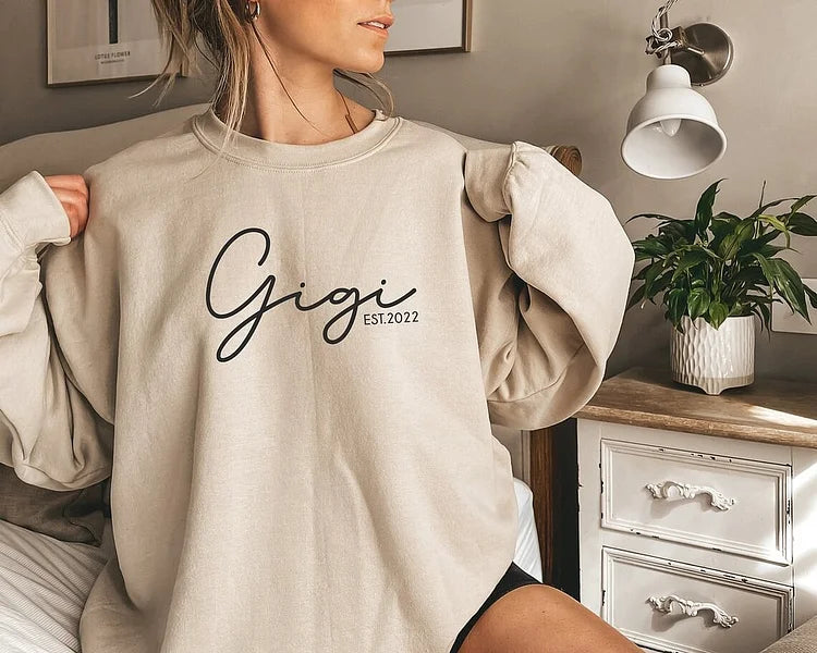 Custom Embroidered Mama Sweatshirt with Children Name on Sleeve,Mother's Day Gift for Mom