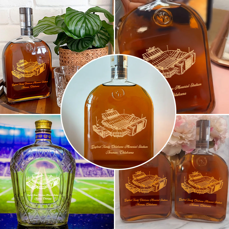 Custom Gaylord Family Oklahoma Memorial Stadium Whiskey Bottles-Gifts For Sports Lovers