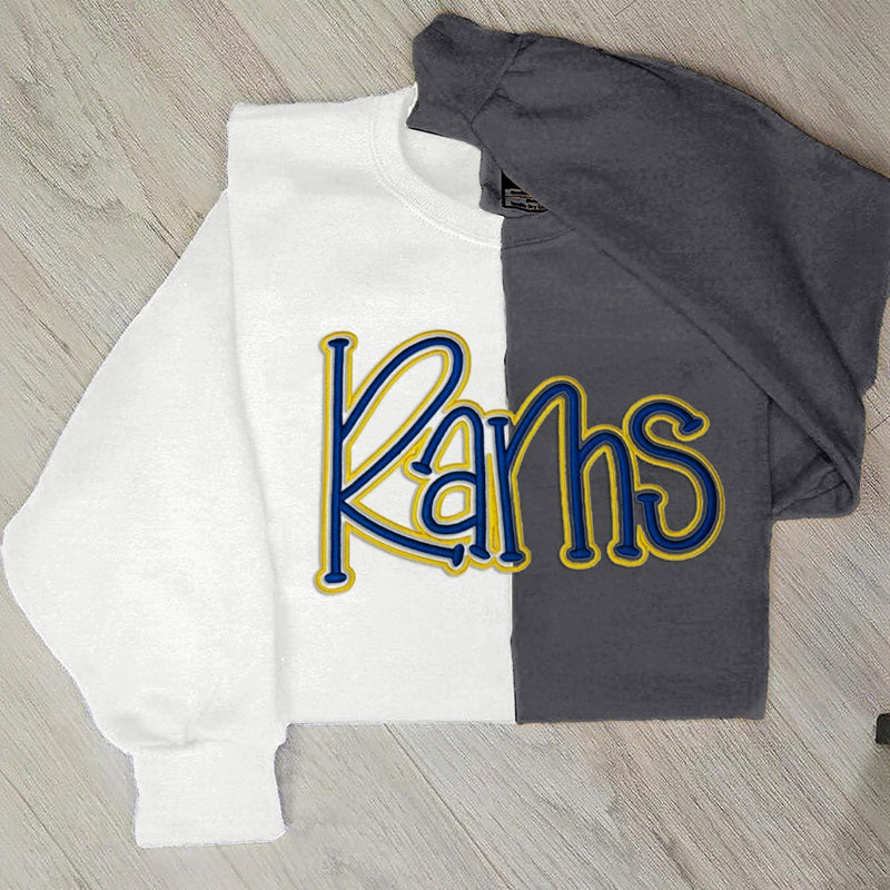 Custom Team Name 3D Puff Embroidered Two Tone Sweatshirt | School Mascot Sweatshirt | College Football Hoodie