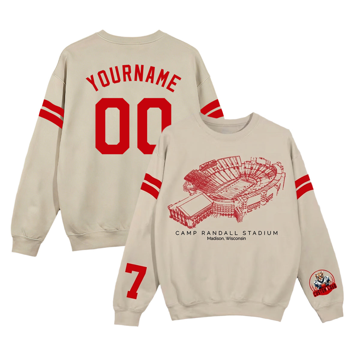 Custom Stadium Sweatshirt-Wisconsin Badgers football-College Football Sweatshirt