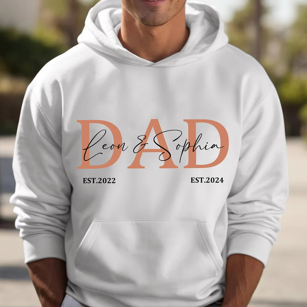 Custom Personalised DAD Hoodie Sweatshirt with Kid's Names Father's Day Gift Cool Dad Gift