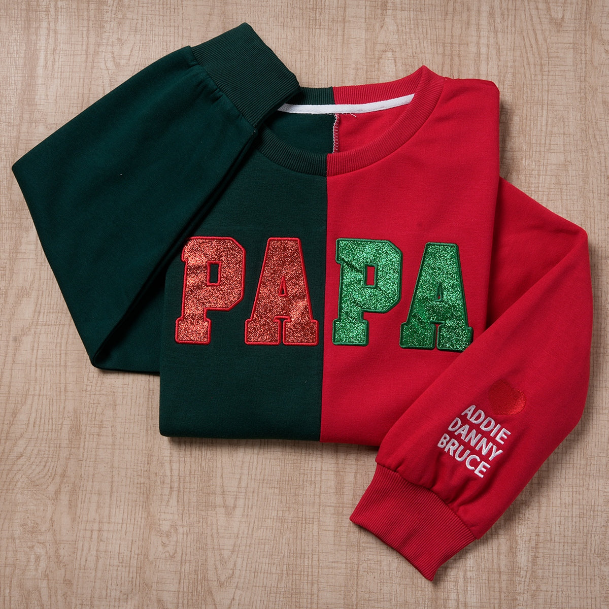 Custom Glitter Embroidered Two Tone Papa Sweatshirt