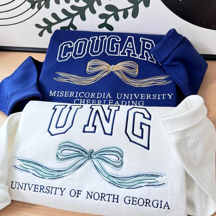 Custom Embroidered College Hoodie with Bow