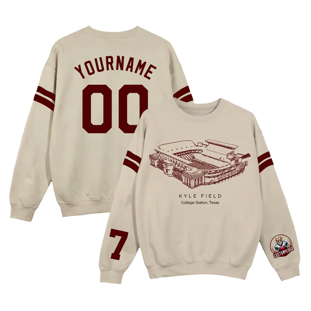 Custom Stadium Sweatshirt-Texas A&M Aggies football-College Football Sweatshirt