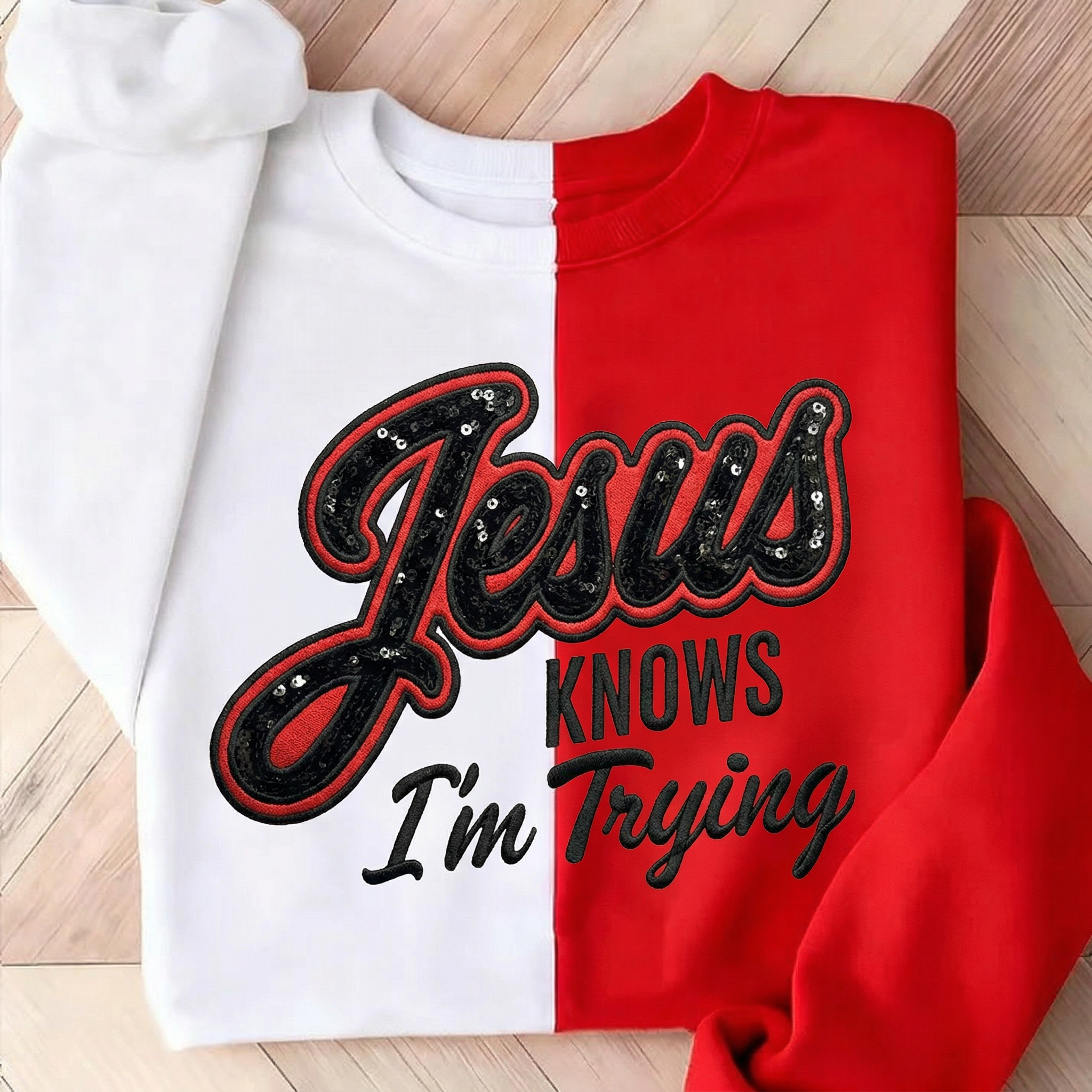 Personalized Two Tone Text Sequin Sweatshirt | Gifts for Sports Mom