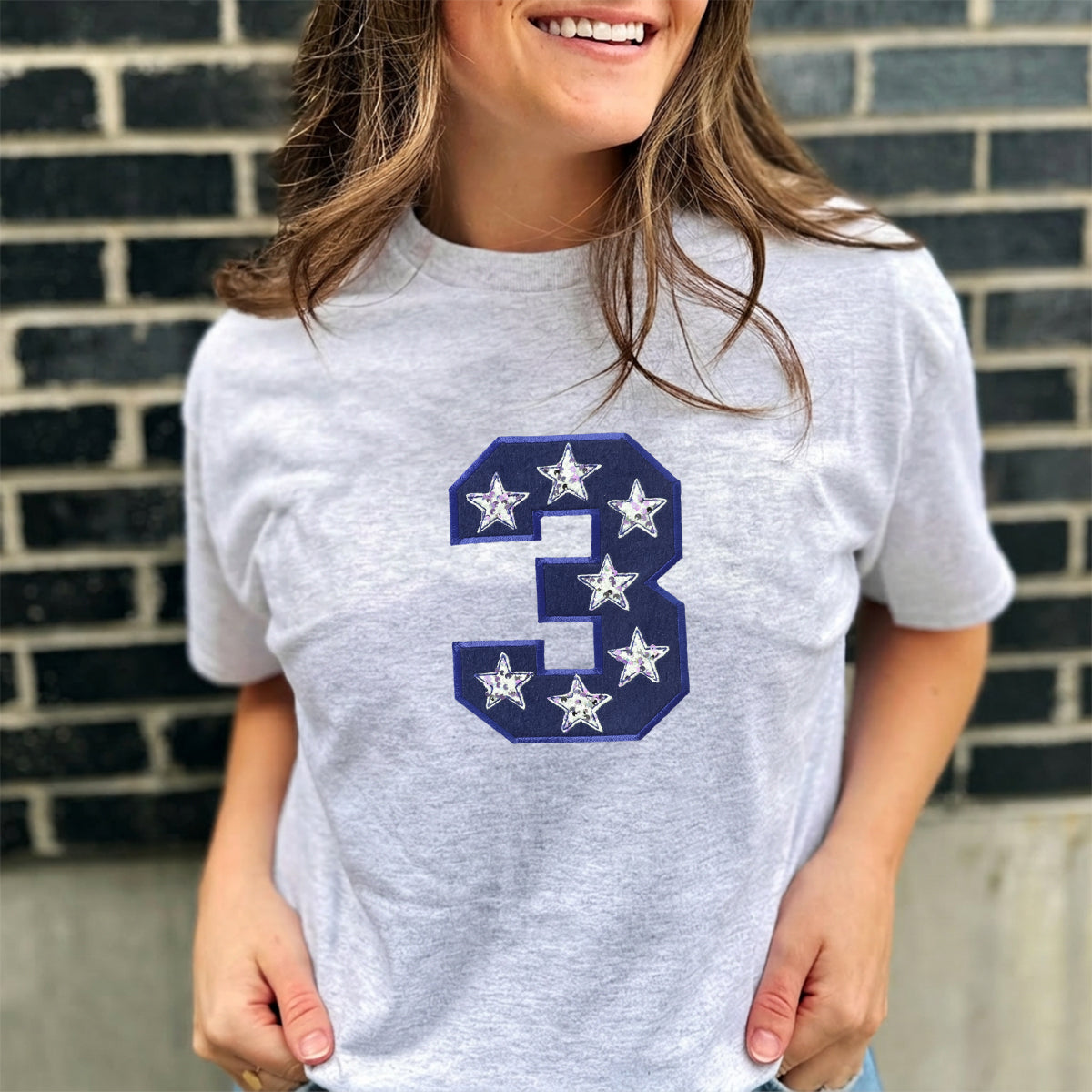 Custom Team Number with Stars Sweatshirt – Personalized Numbers Sweatshirt | Gifts for Sports Lover