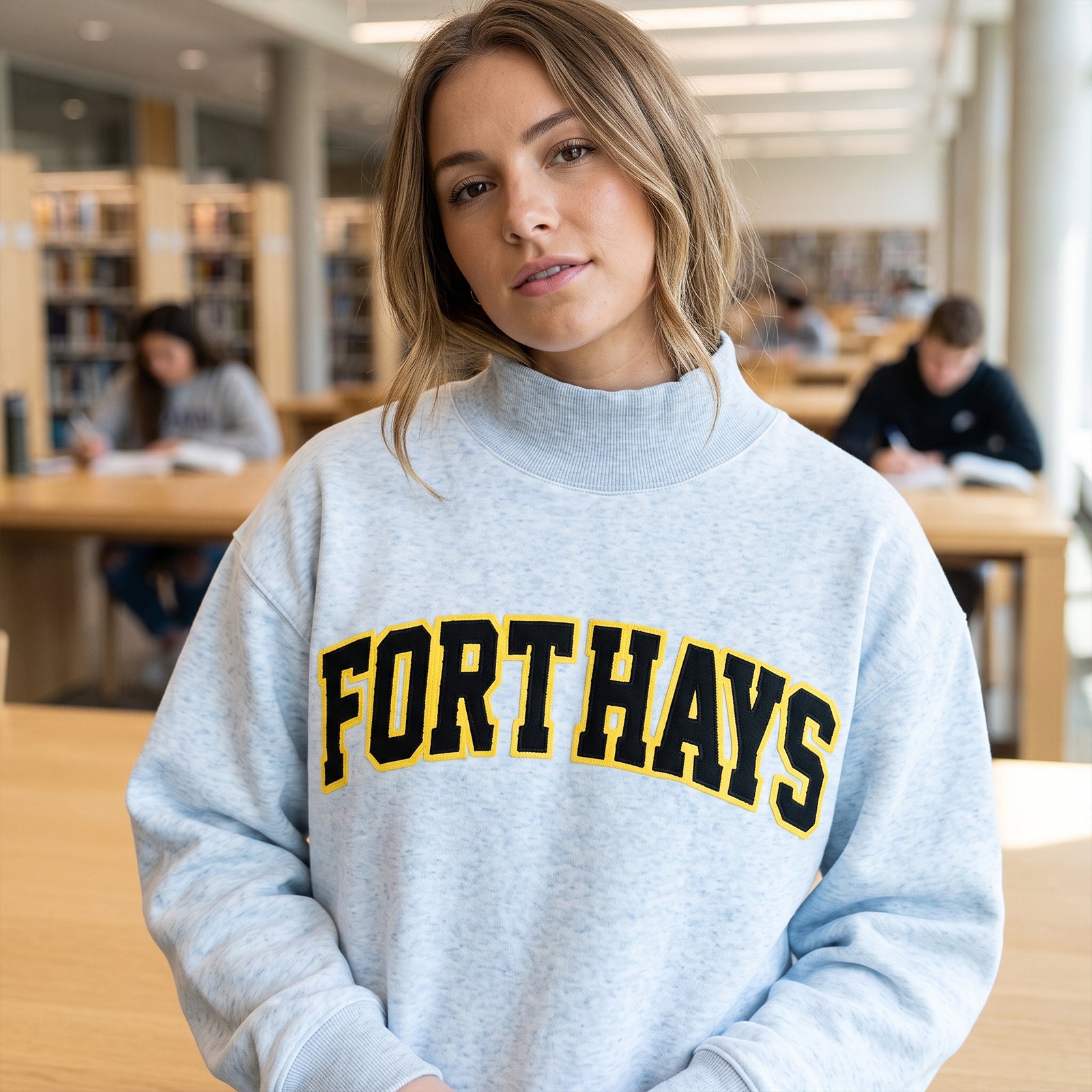Custom Appliqué Embroidery Oversized Mockneck Pullover | Relaxed-Fit Half-Turtleneck with Vintage