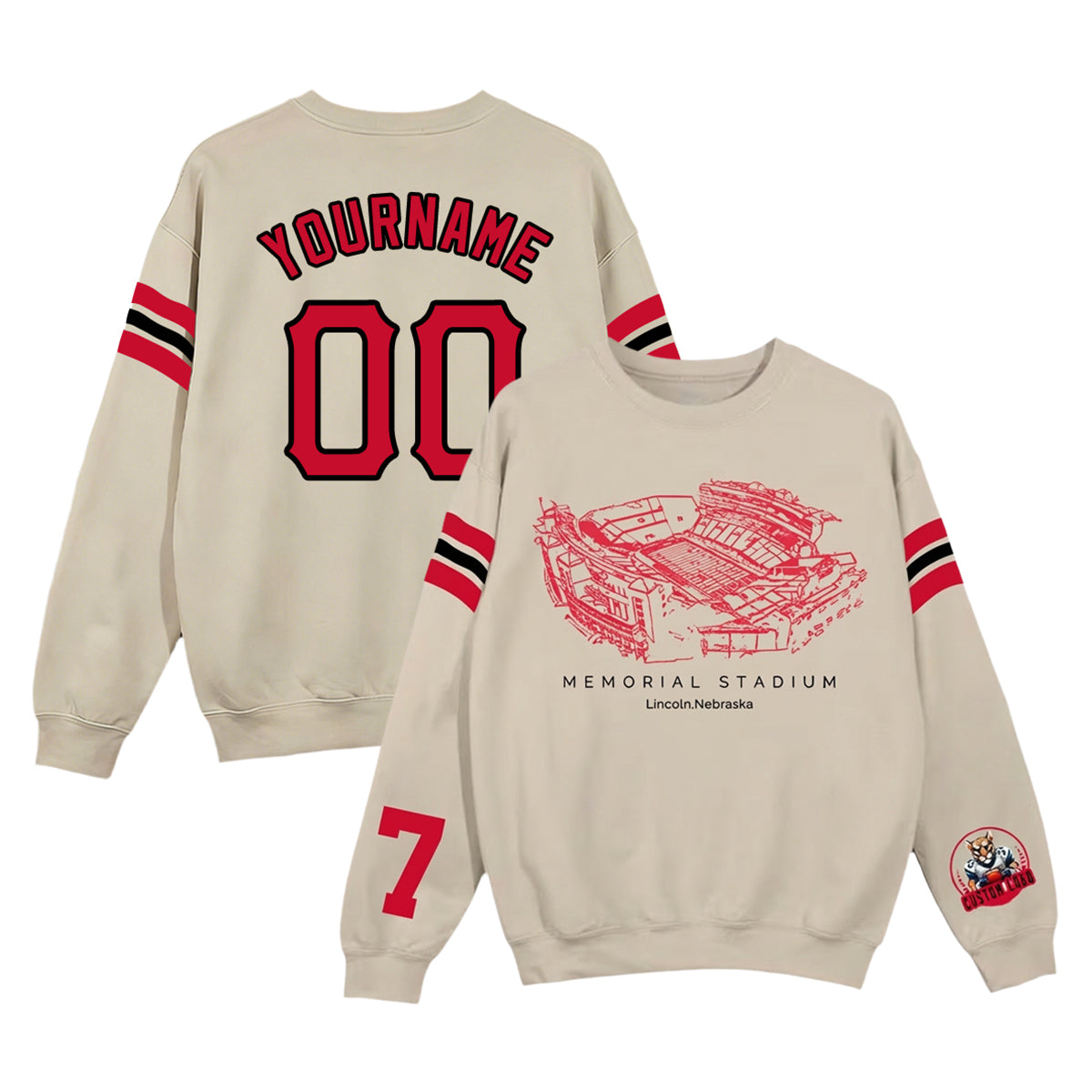 Custom Stadium Sweatshirt-Nebraska Cornhuskers football-College Football Sweatshirt