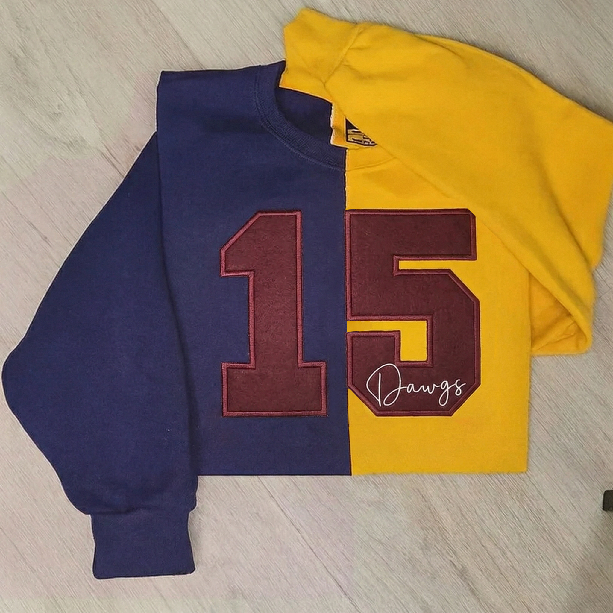 Custom Two Tone Team Number Mascot Sweatshirt – Personalized Numbers Sweatshirt | Gifts for Sports Mom