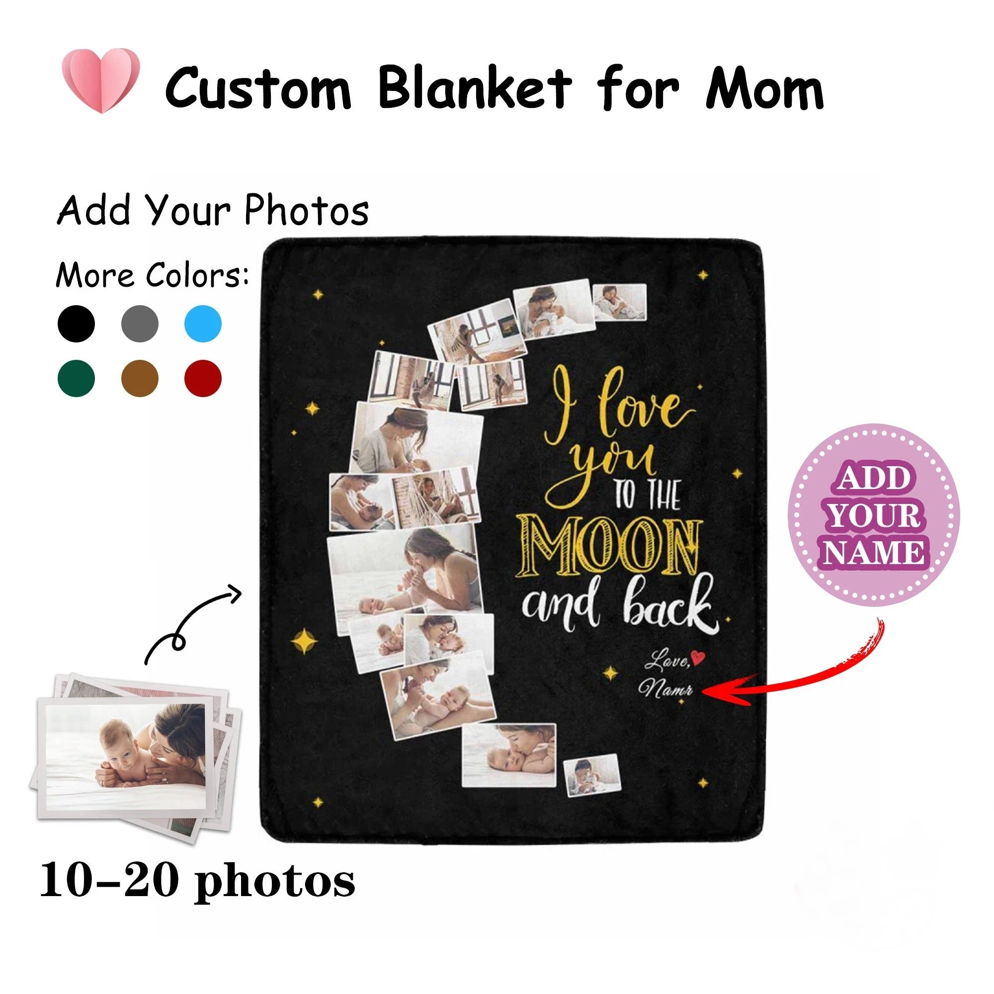 Custom 14 Photos Fleece Blankets Gift for Mom | Mother's Day Gift