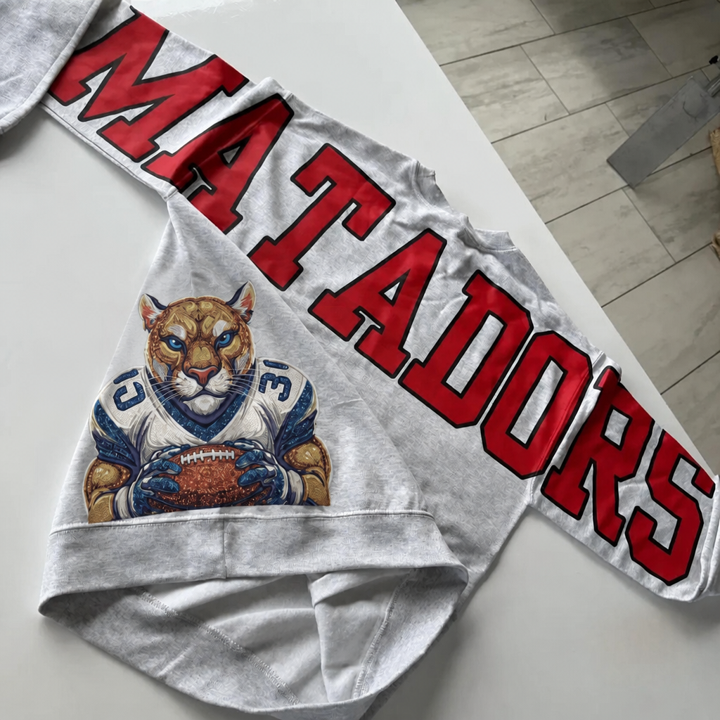 Retro Varsity Crewneck Sweatshirt, Vintage School Spirit Pullover, Oversized Casual Top