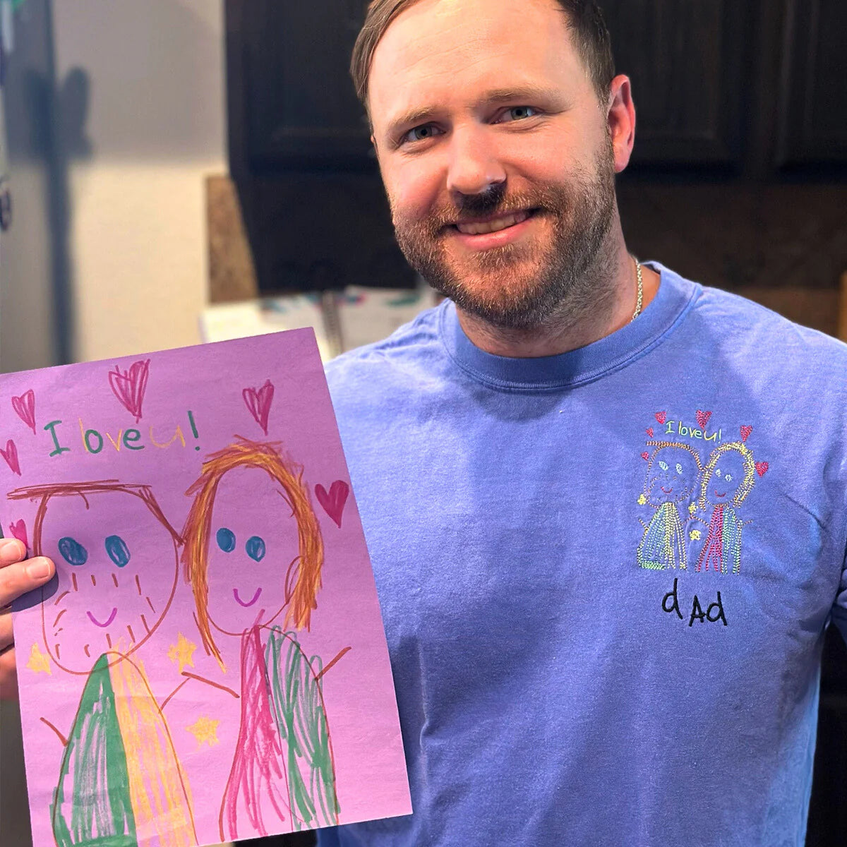 Custom Kids Photo Drawing Embroidered Sweatshirt | Mother’s Day Gift