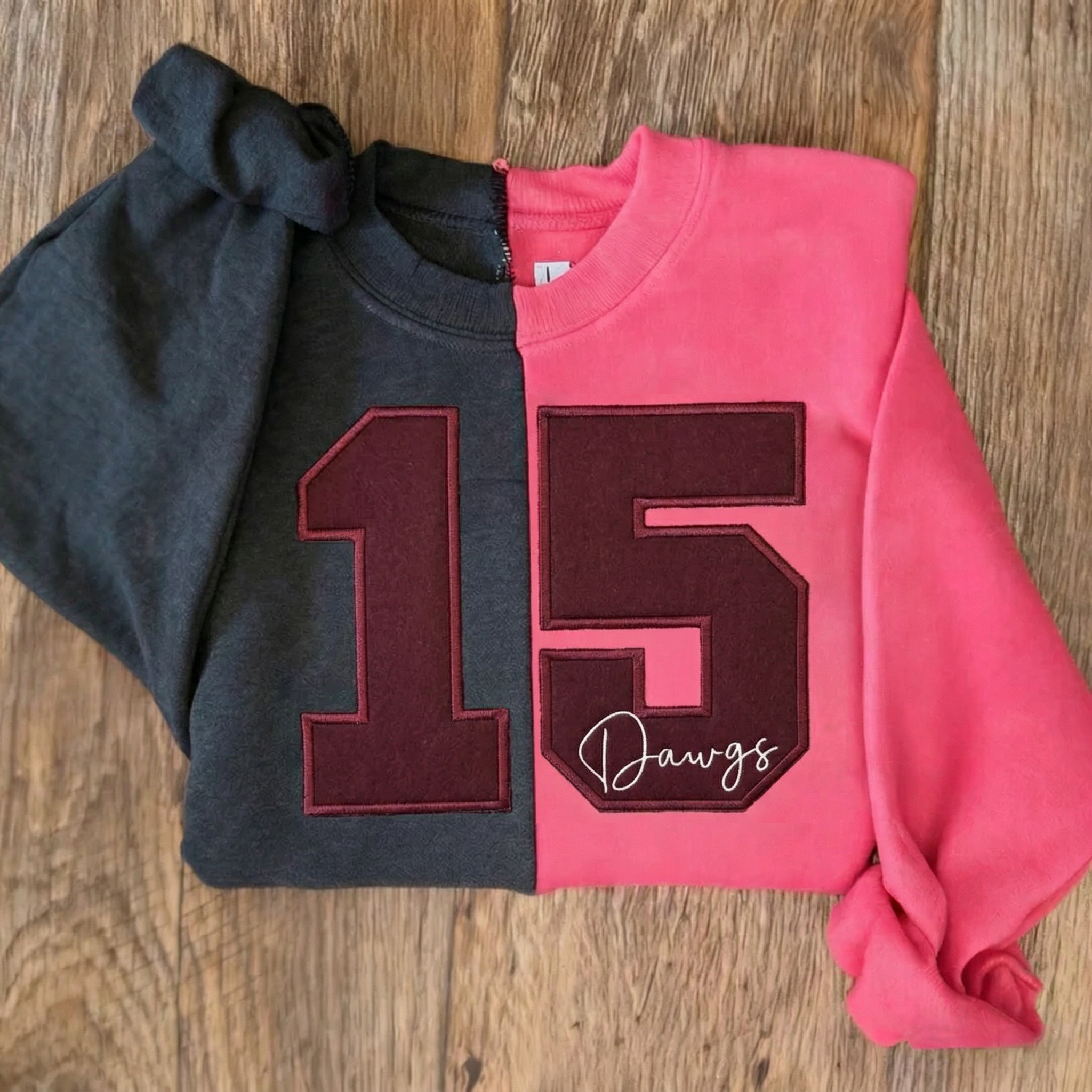Custom Two Tone Team Number Mascot Sweatshirt – Personalized Numbers Sweatshirt | Gifts for Sports Mom
