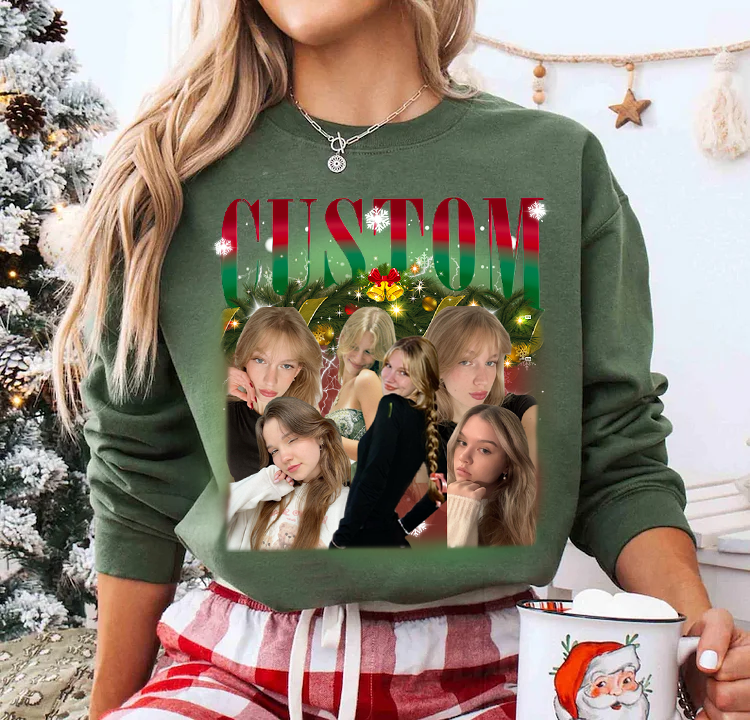 Custom Photo Christmas Vintage T-shirt Sweatshirt Hoodie