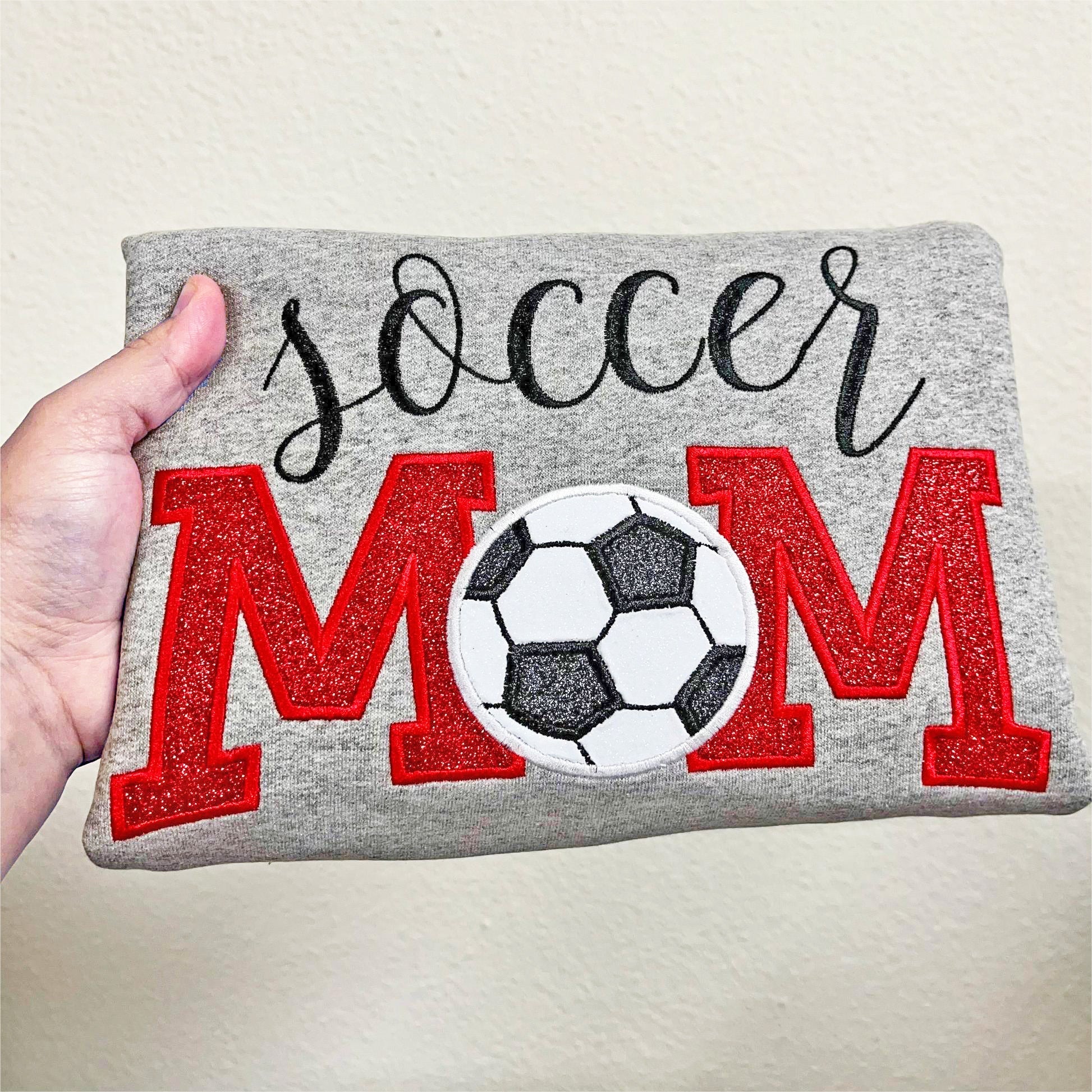 Custom Glitter Ball Sports Moms Embroidered Sweatshirt