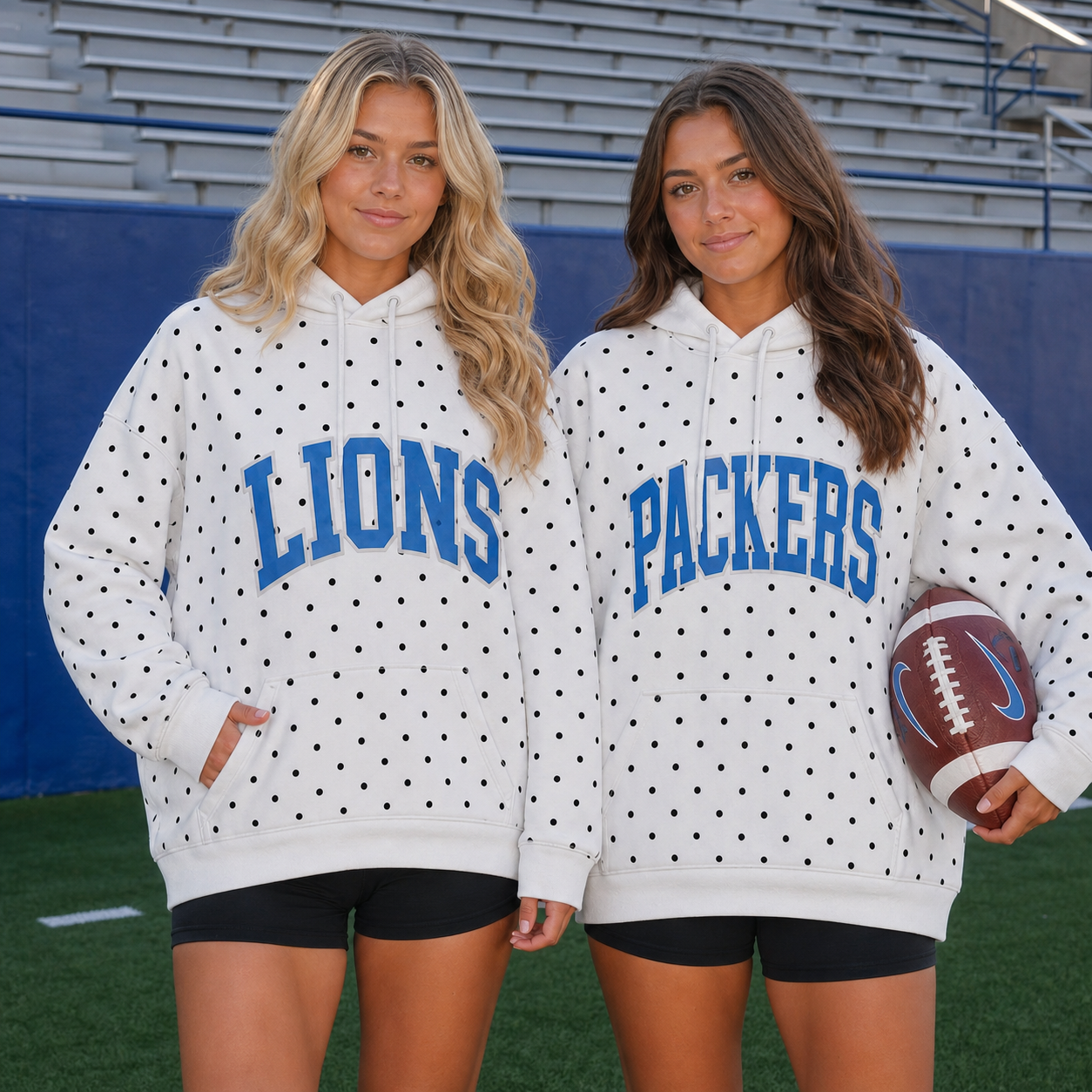 Custom College Team Name Polka Dot Pullover Hoodie| Sports Gifts | Game Day Wear