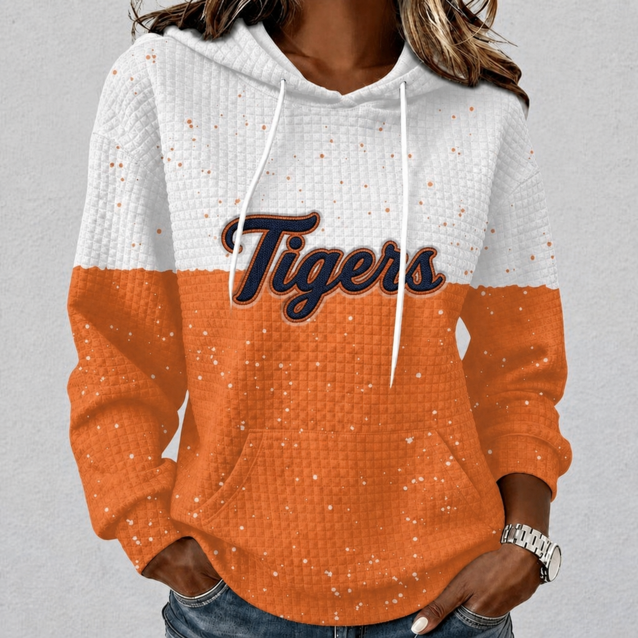 Auburn Tigers Waffle Hoodie Game Day Spirit Pullover