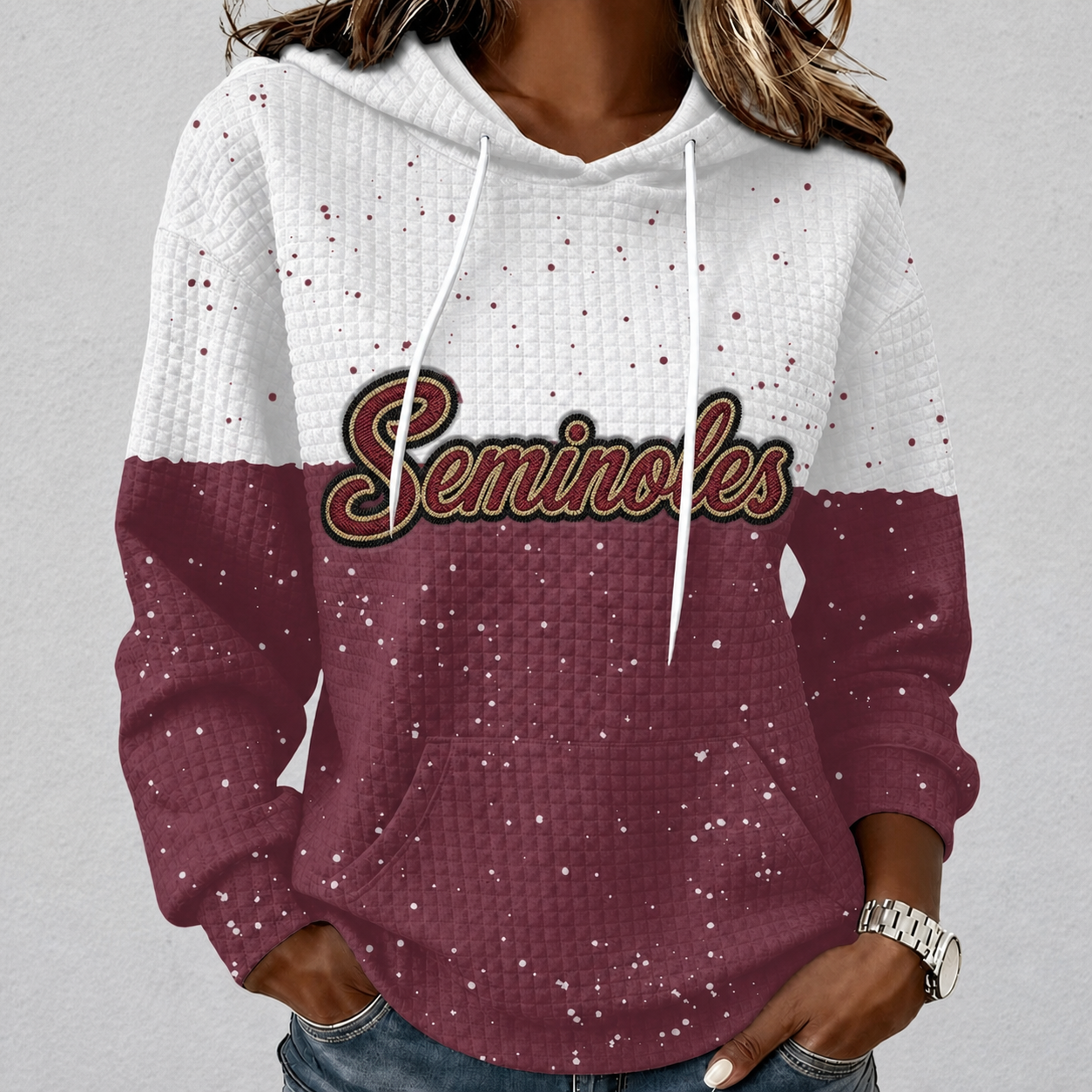 Florida State Seminoles Waffle Hoodie Game Day Spirit Pullover