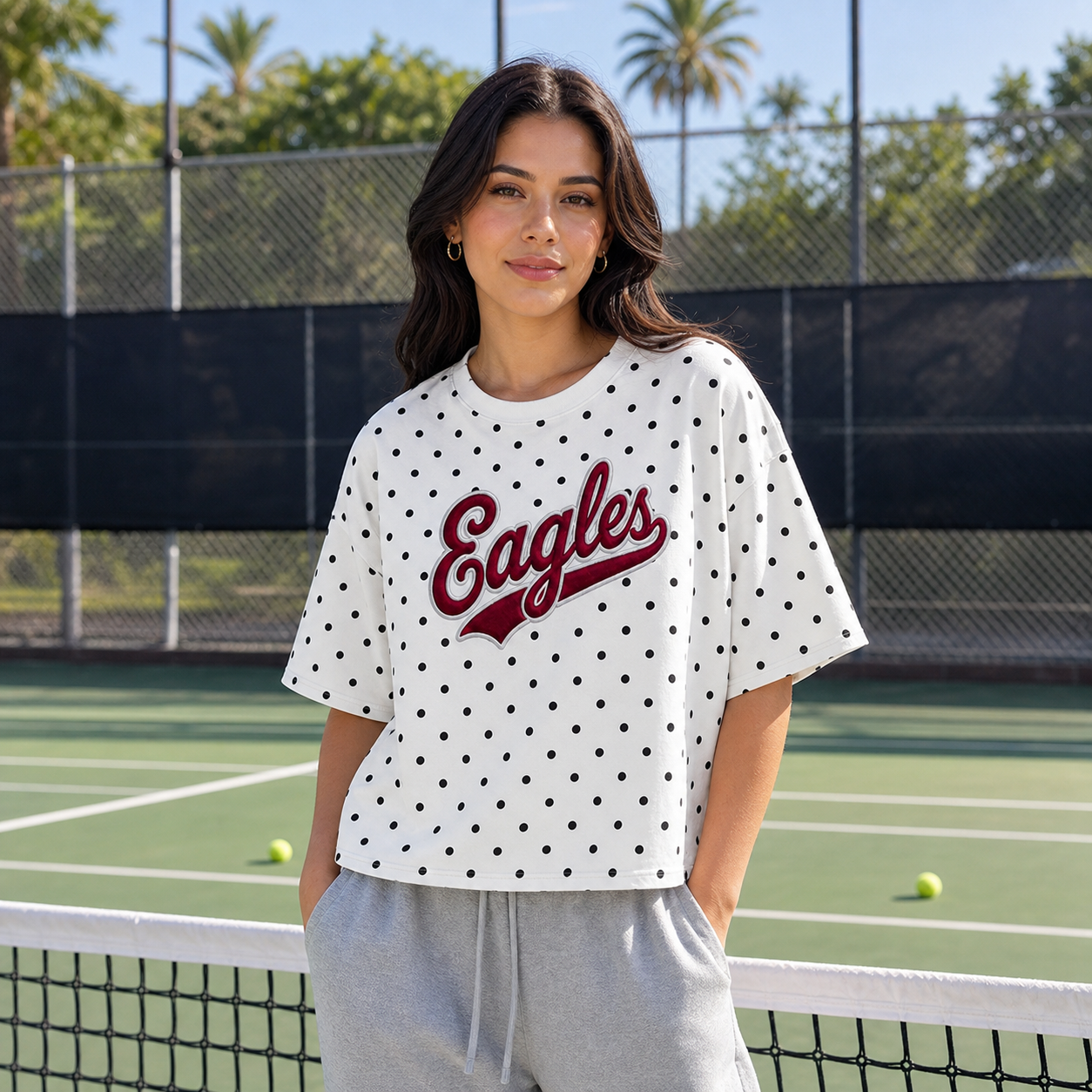 Personalized Game Day Polka Dot T-shirt Applique Patchwork College Football Game Day Gear