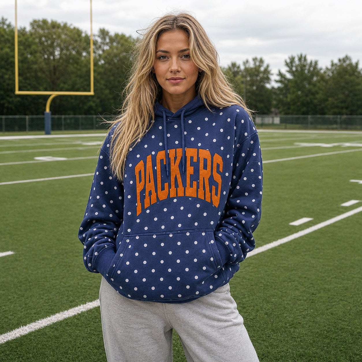 Custom College Team Name Polka Dot Pullover Hoodie| Sports Gifts | Game Day Wear