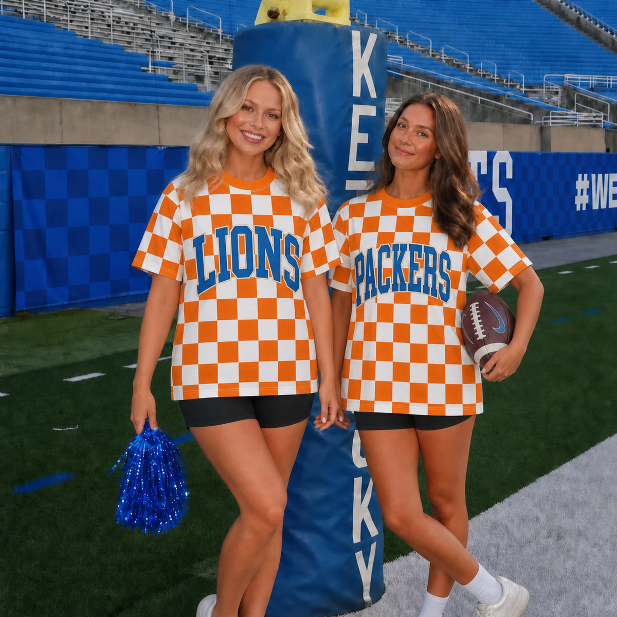 Custom College Team Name Checkered Pattern Apparel | Game Day Wear