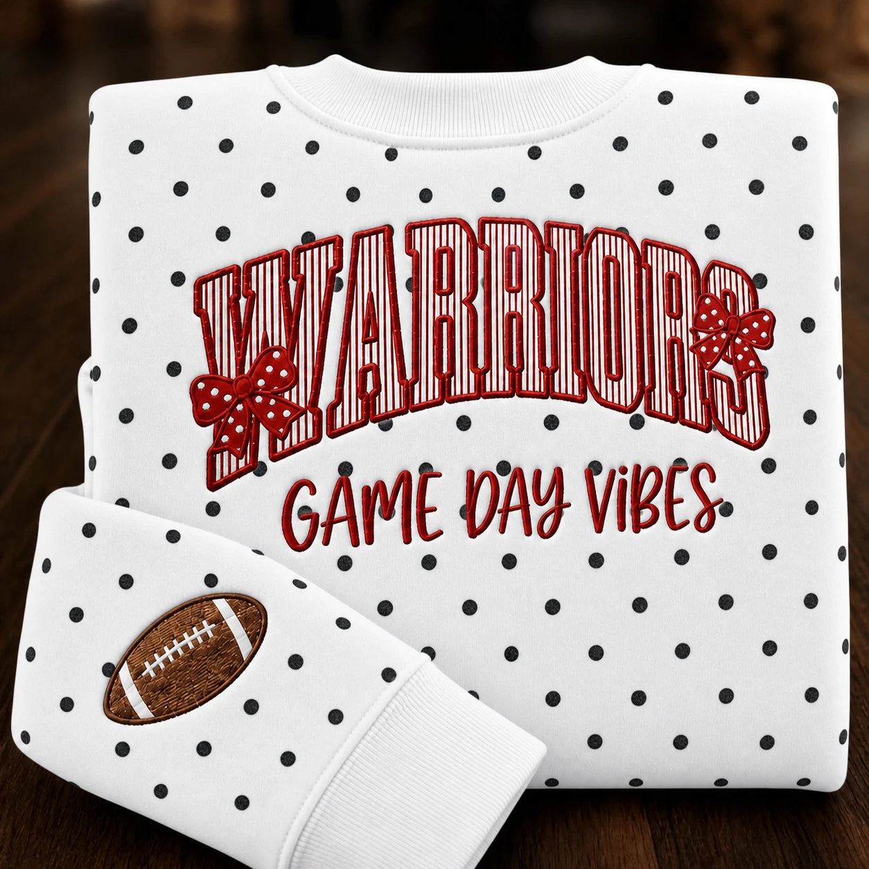 Custom Applique embroidery Gameday Polka Dot Sweatshirt – Made for the One Who Cheers Loudest | Game Day Wear