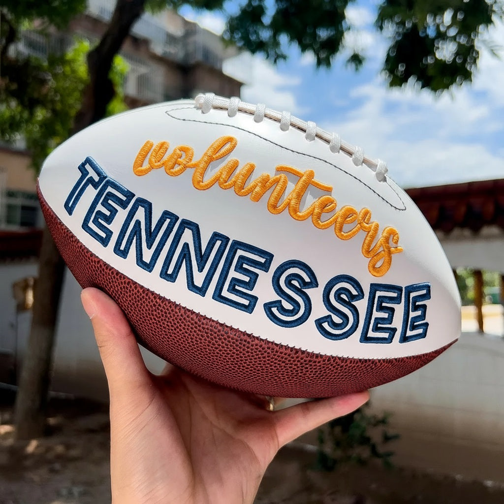 Custom 3D PUFF Embroidered School Team Footballs | Gifts for Sports Mom