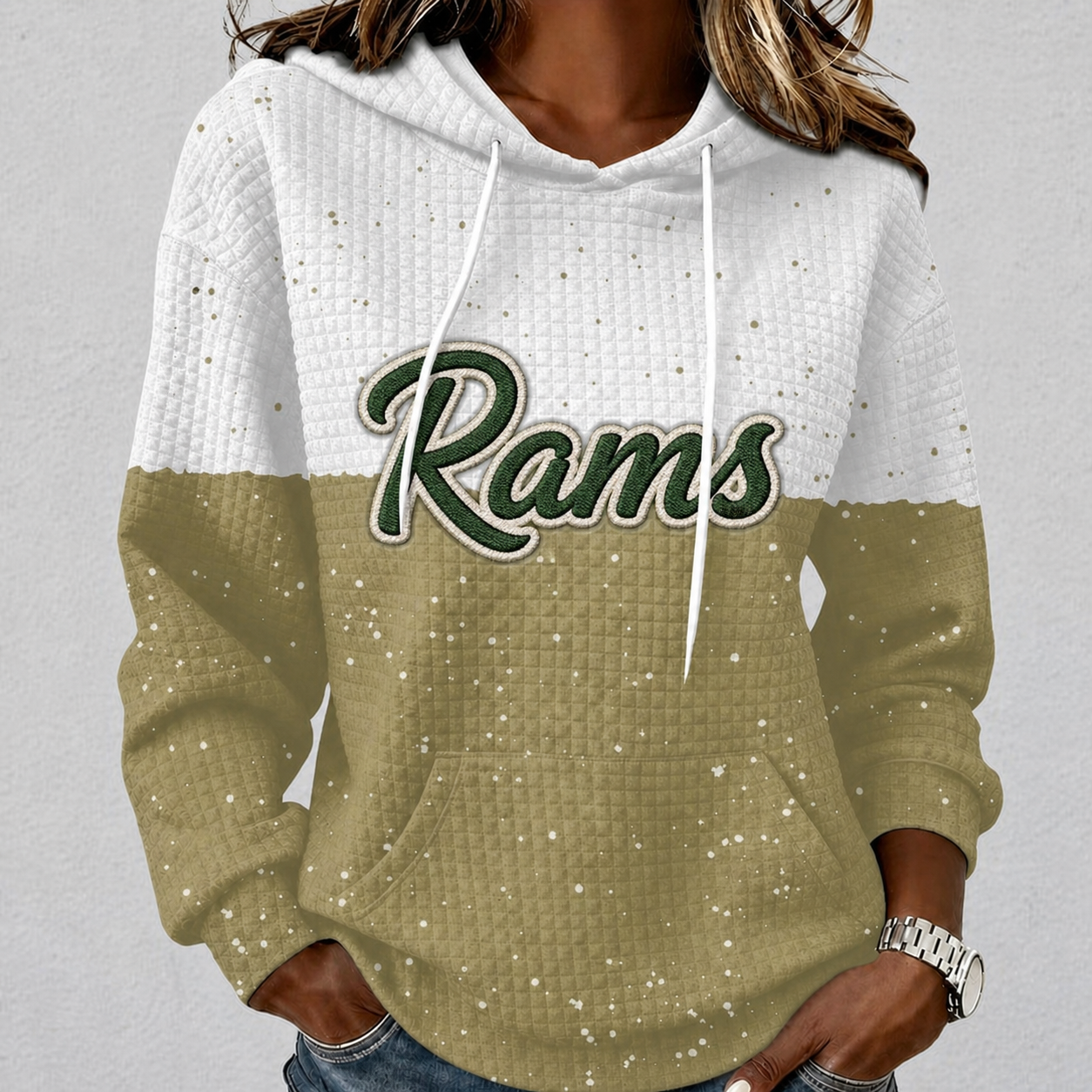Colorado State Rams Waffle Hoodie Game Day Spirit Pullover